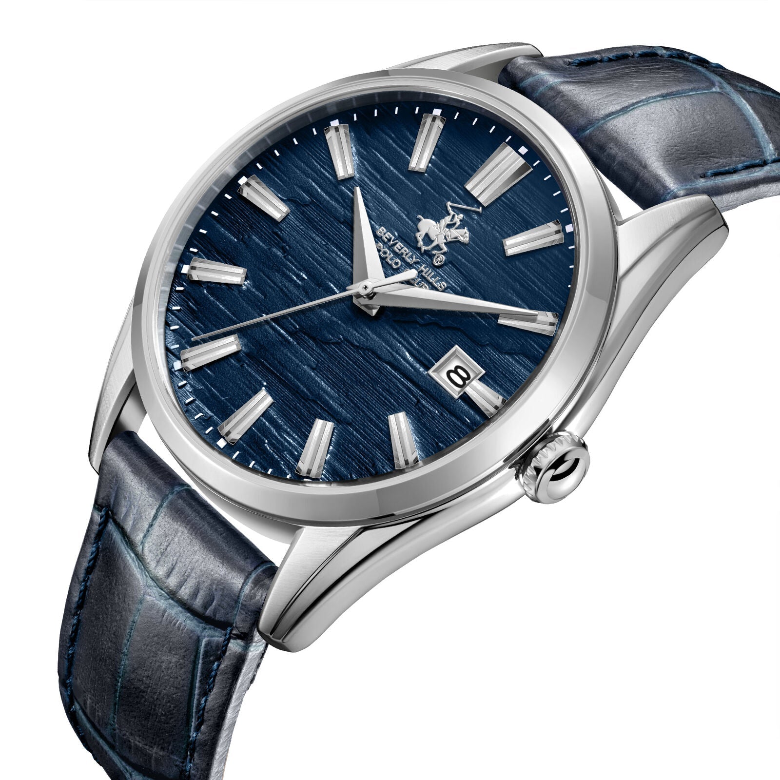 Beverly Hills Polo Club Blue Dial Blue Leather Silver Date Watch - BP3811X.399 Secondary image