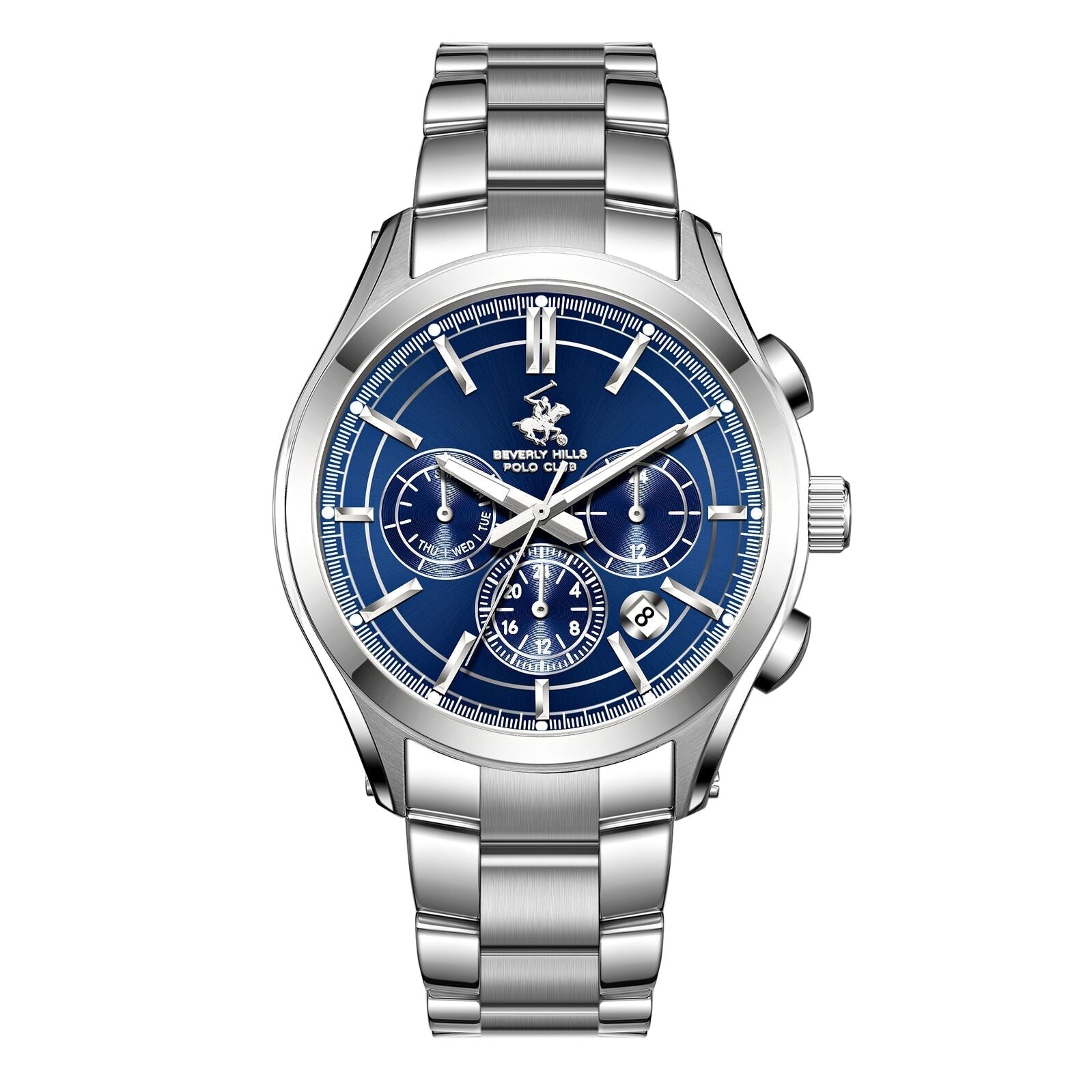Beverly Hills Polo Club Multifunction Blue Dial Silver Watch - BP3812X ...