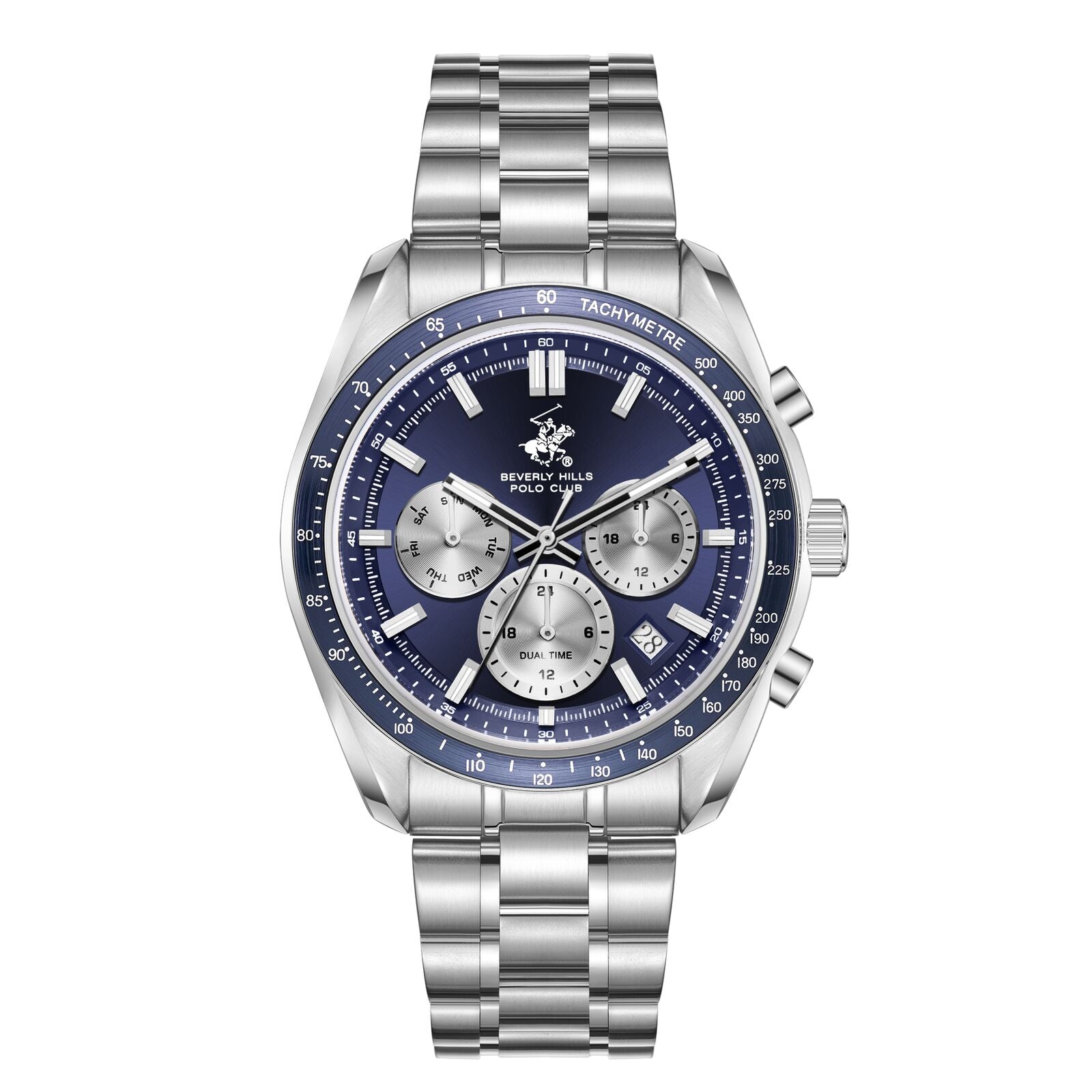 Beverly Hills Polo Club Sporty Dual Time Blue Dial Silver Watch - BP3814X.390 Main image