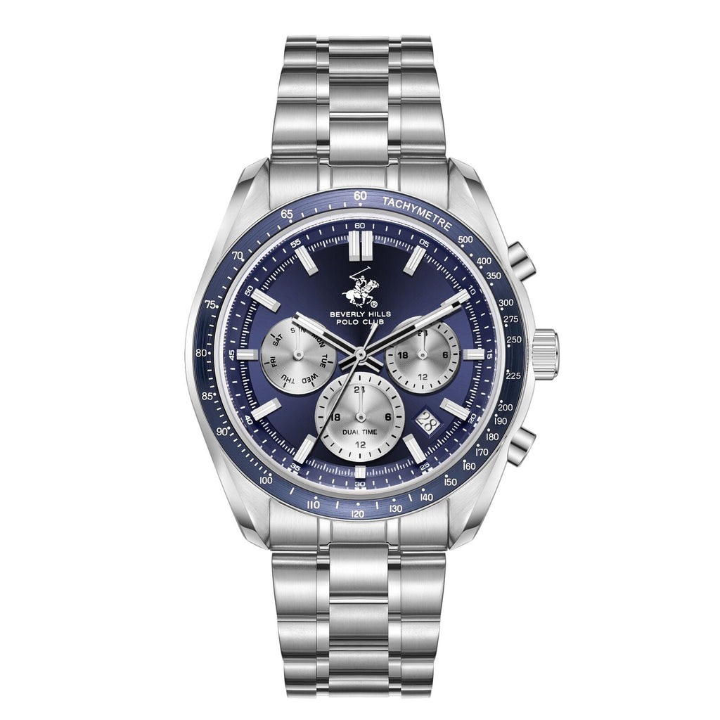 Beverly Hills Polo Club Sporty Dual Time Blue Dial Silver Watch - BP3814X.390