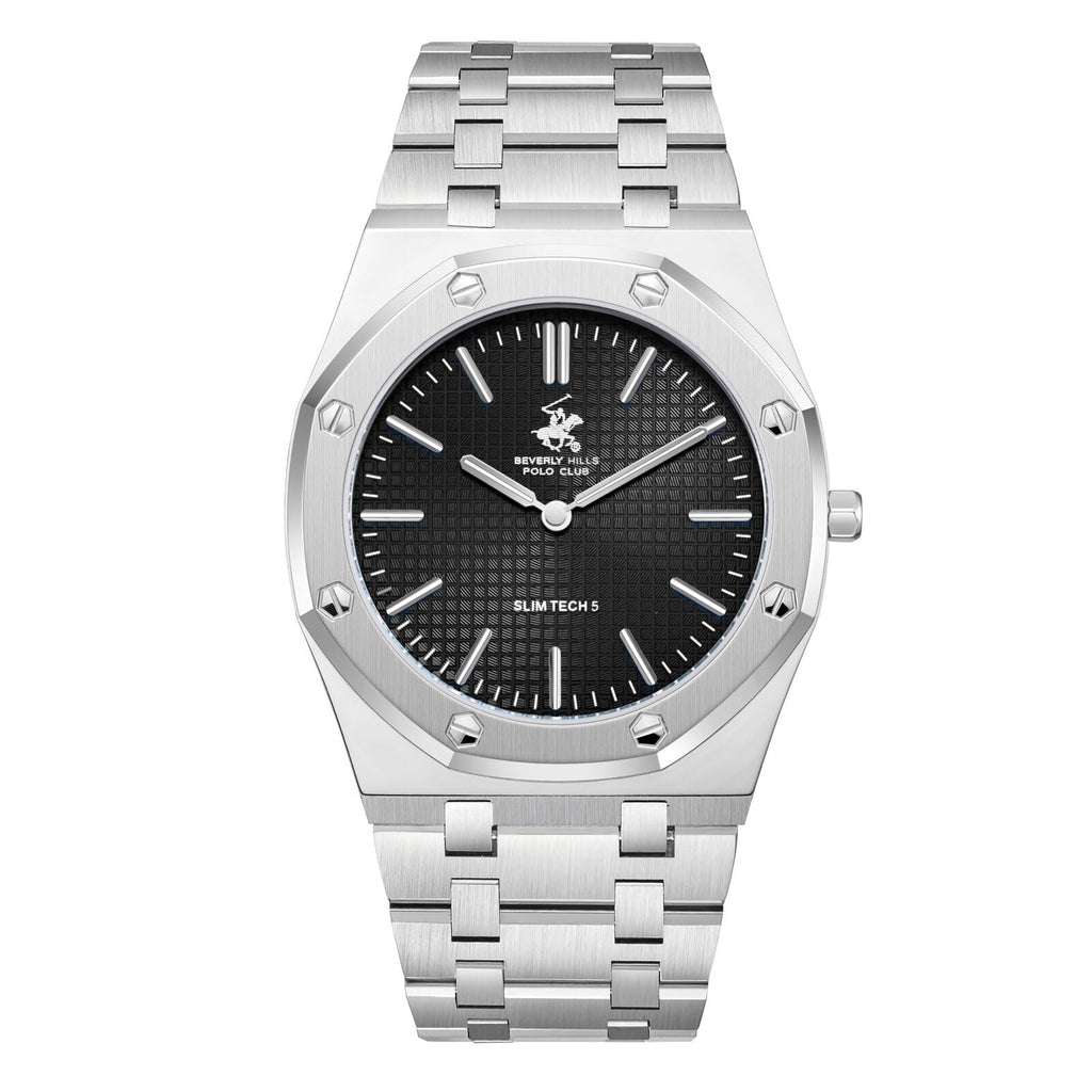 Beverly Hills Polo Club Slim Tech 5 Black Dial Silver Watch - BP3825X.360