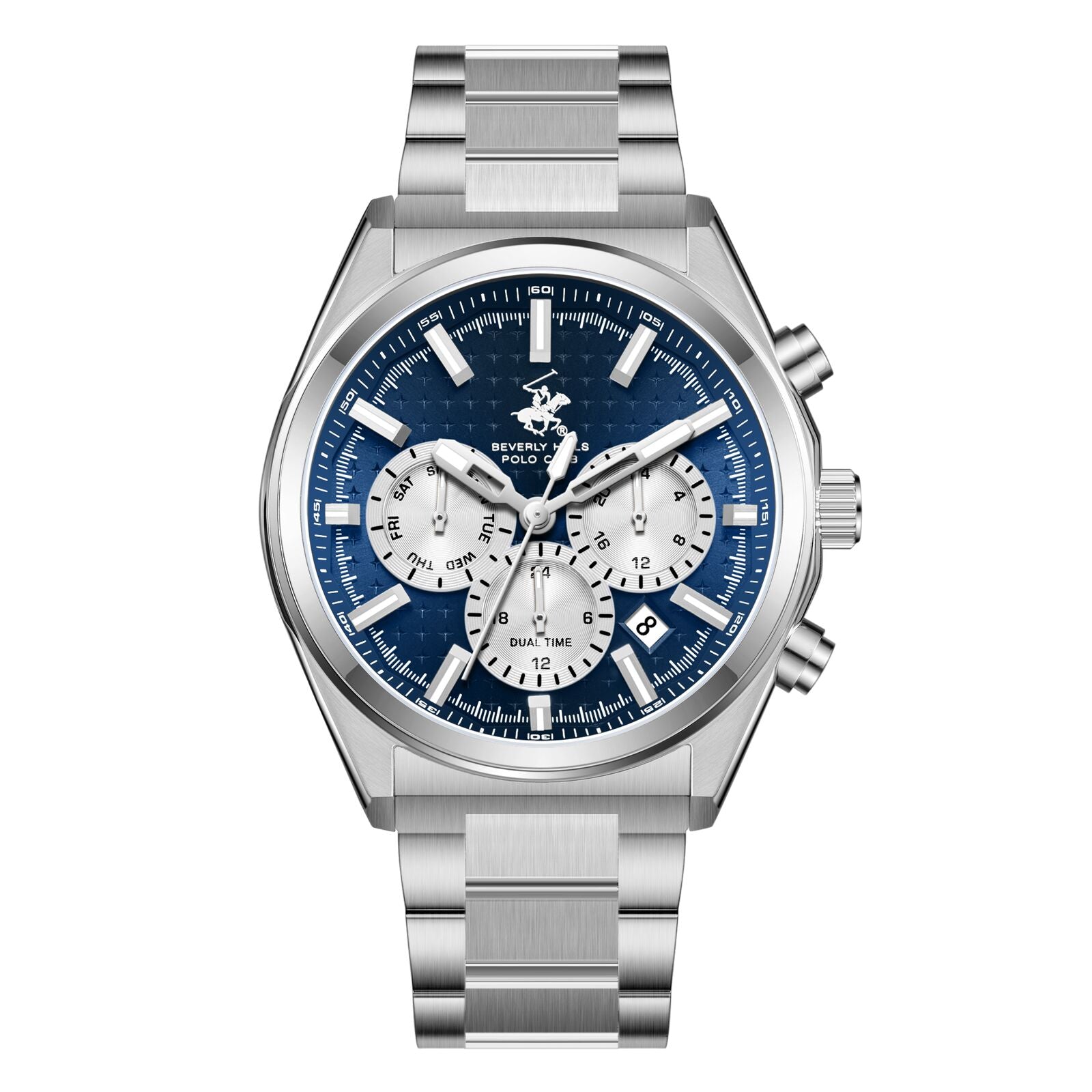 Beverly Hills Polo Club Dual Time Blue Dial Silver Date Watch - BP3831X.390 Hoofdafbeelding