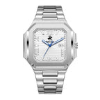 Beverly Hills Polo Club Blue Steel Silver Date Watch - BP3845X.330