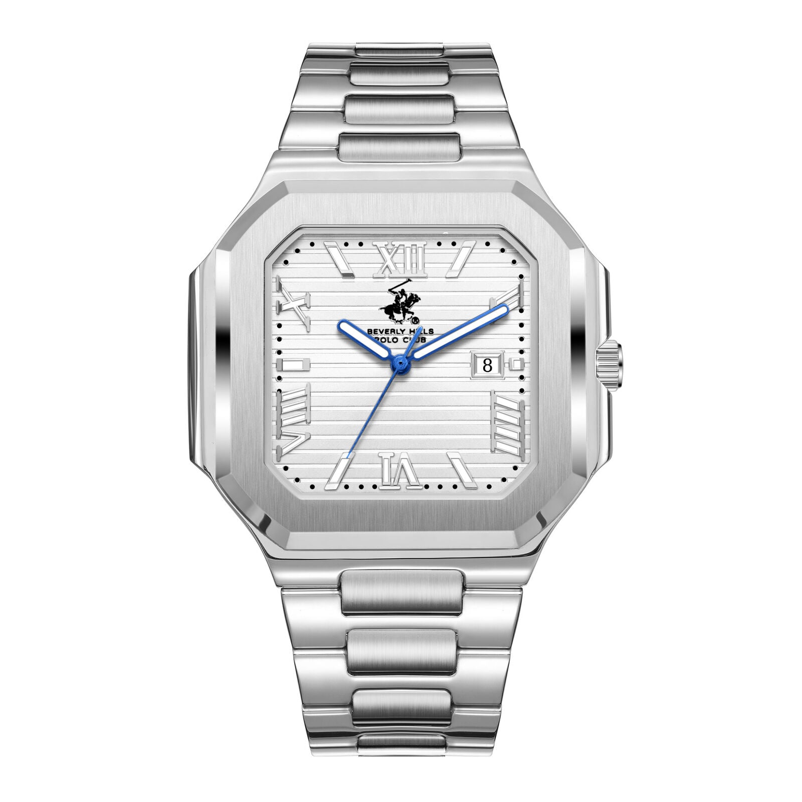 Beverly Hills Polo Club Blue Steel Silver Date Watch - BP3845X.330 Main image