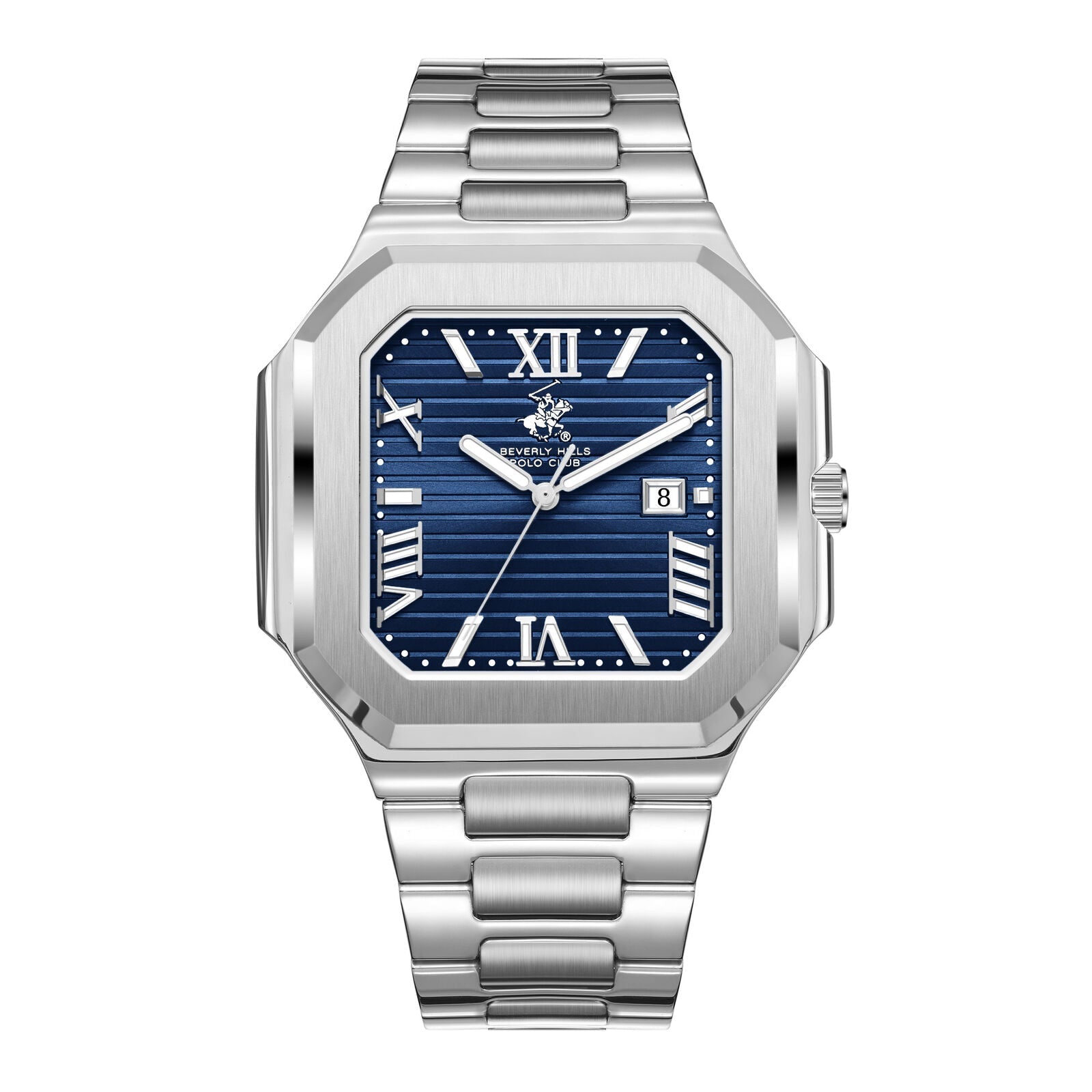 Beverly Hills Polo Club Roman Numeral Blue Dial Silver 45mm Watch BP3845X.390 Main image