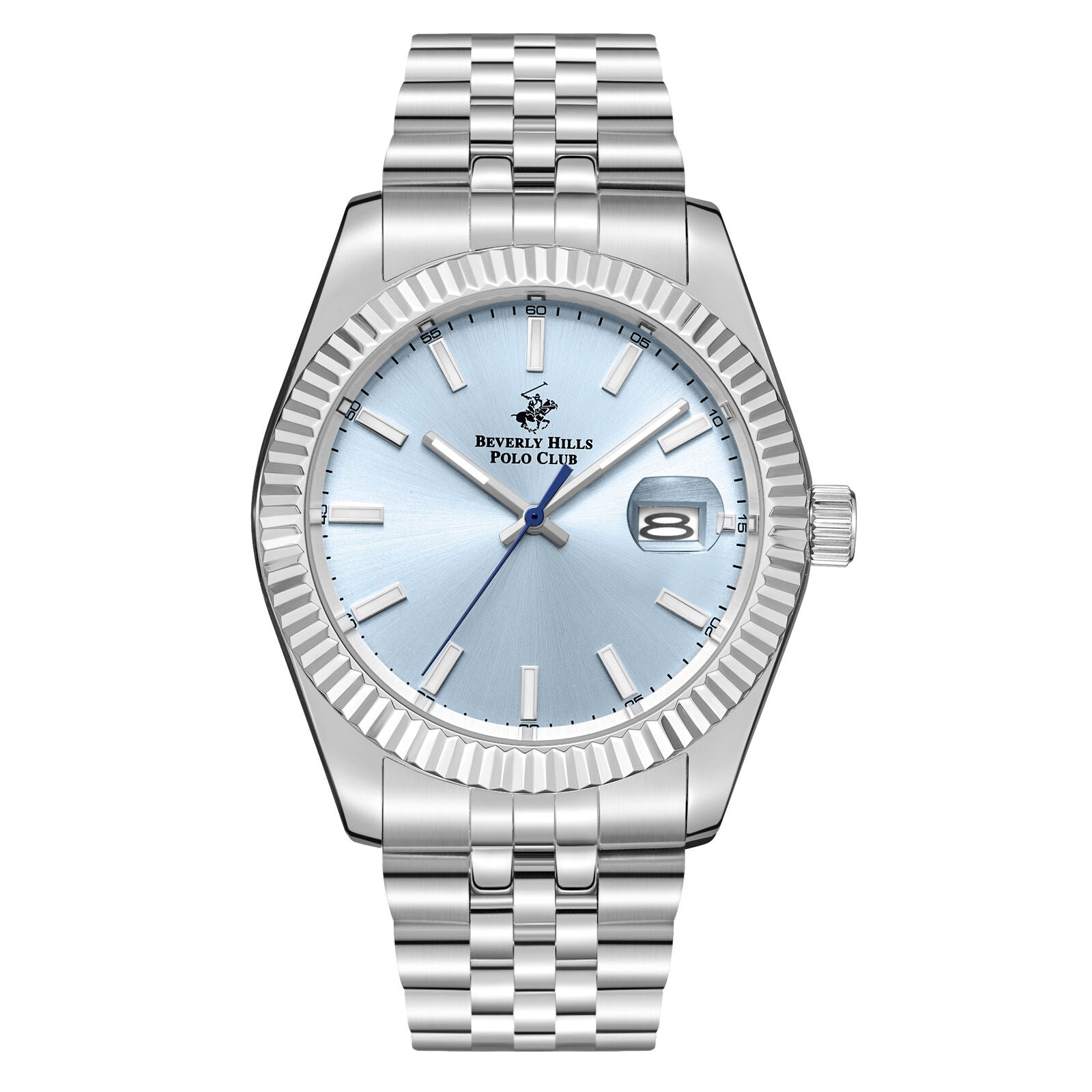 Beverly Hills Polo Club Classy Sky Blue Dial Silver Date Watch - BP3018X.302 Main image