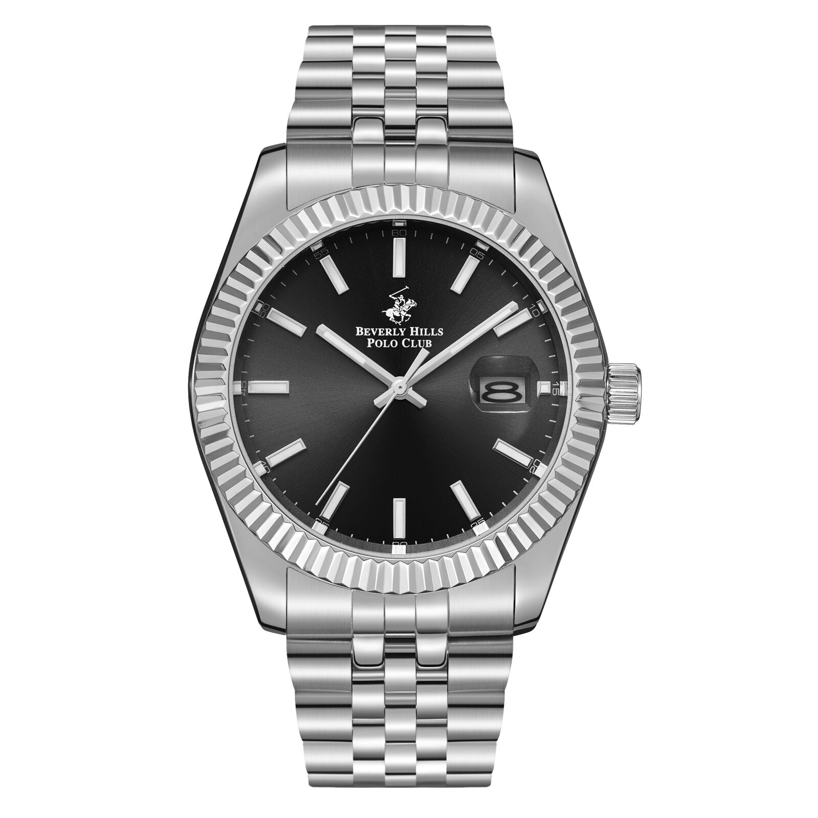 Beverly Hills Polo Club Classy Black Dial Silver Date Watch - BP3018X.350 Main image