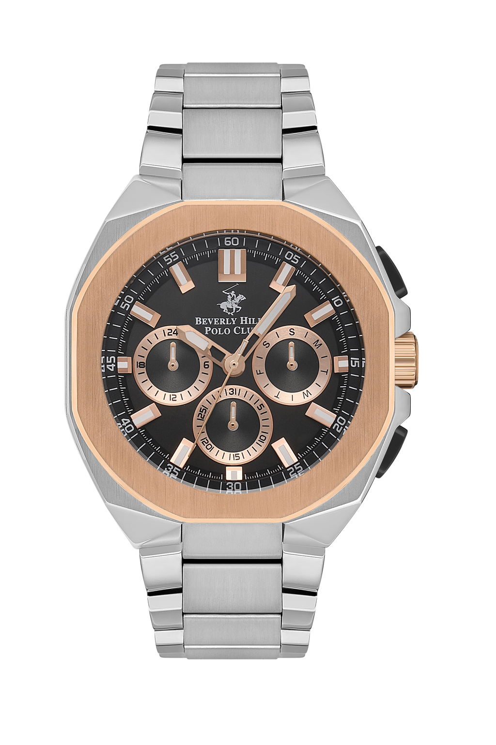Beverly Hills Polo Club Multifunction Black Dial Rose Gold / Silver Watch BP3537X.550