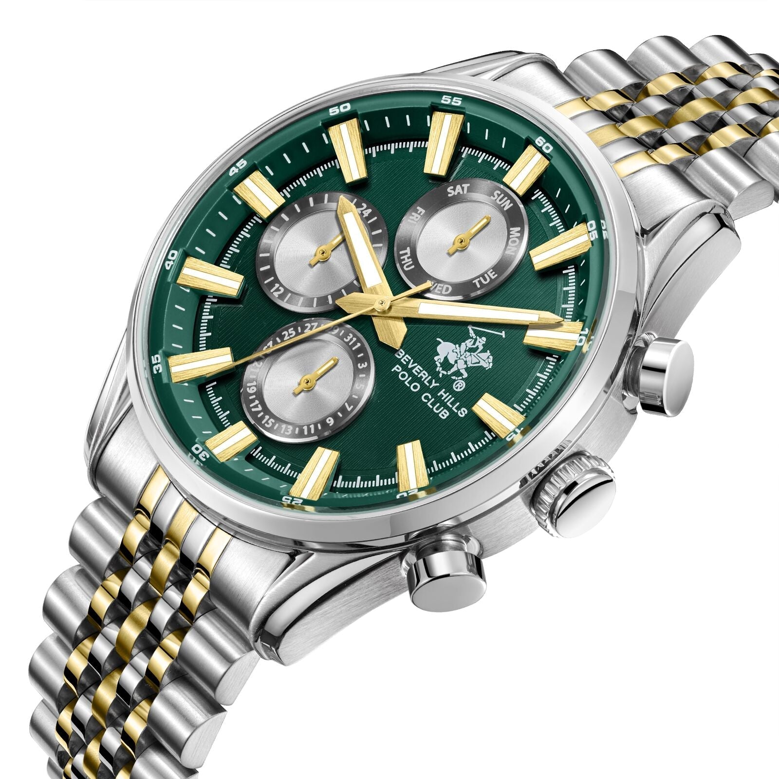 Beverly Hills Polo Club Multifunction Green Dial Two-Tone Watch - BP3823X.270