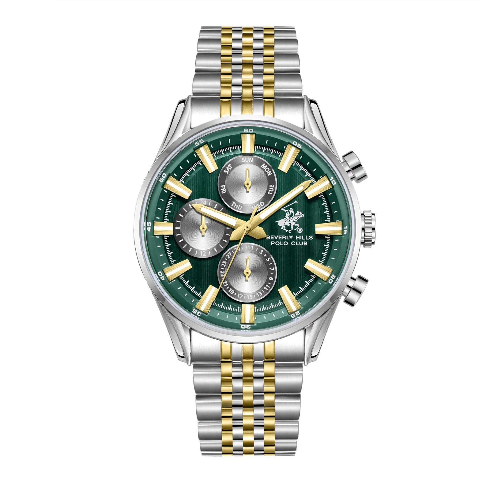 Beverly Hills Polo Club Multifunction Green Dial Two-Tone Watch - BP3823X.270 Hoofdafbeelding