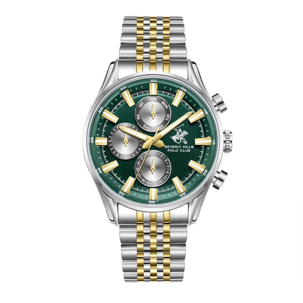 Beverly Hills Polo Club Multifunction Green Dial Two-Tone Watch - BP3823X.270