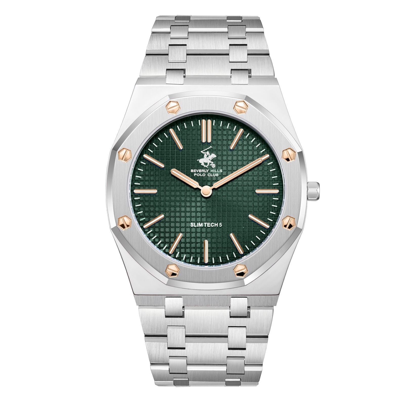 Beverly Hills Polo Club Slim Tech 5 Green Dial Silver Watch - BP3825X.370 Main image