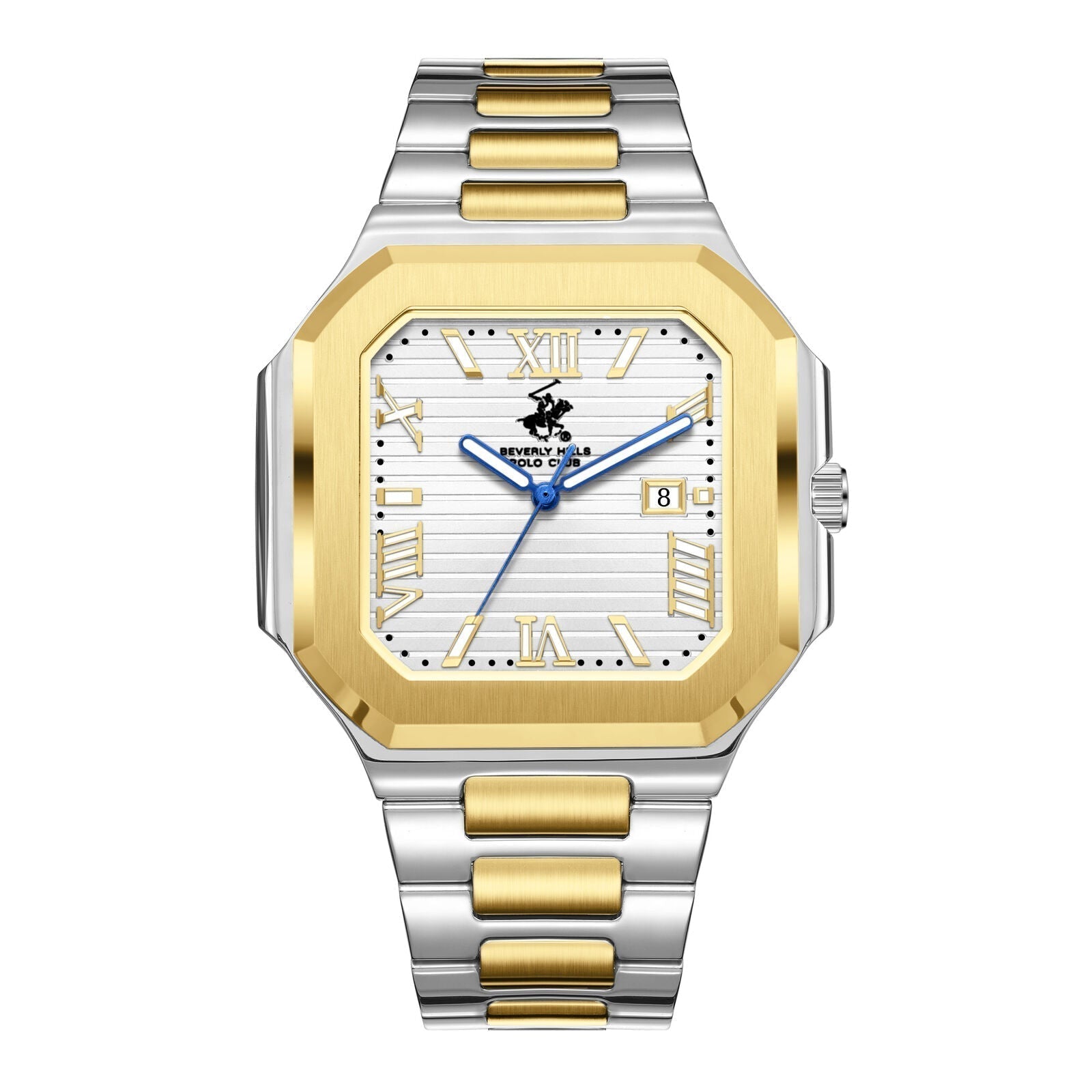 Beverly Hills Polo Club Blue Steel Two-Tone Square Date Watch BP3845X.230 Main image
