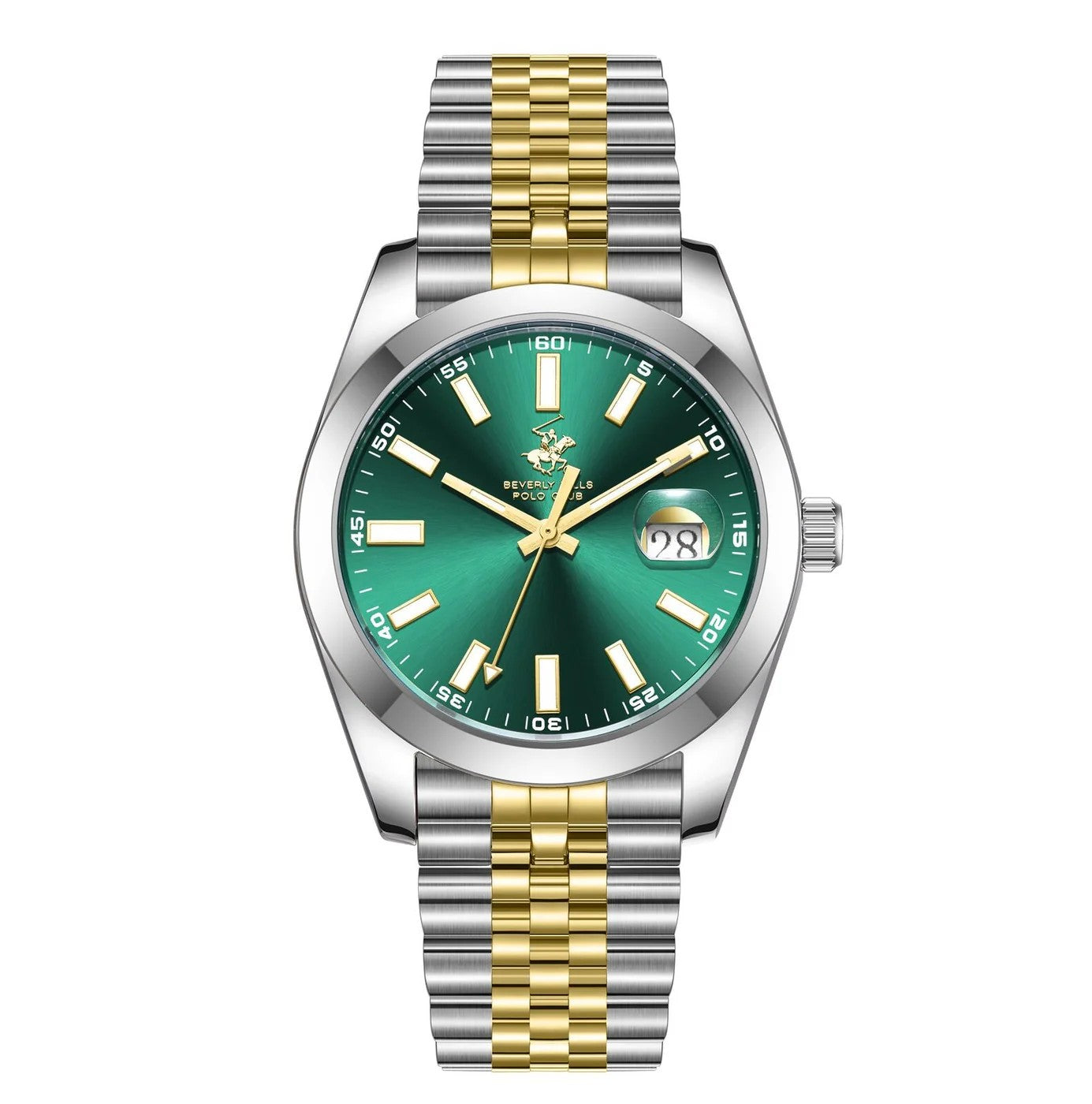Beverly Hills Polo Club Classy Green Dial Two-Tone Date Watch - BP3810X.570 Main image