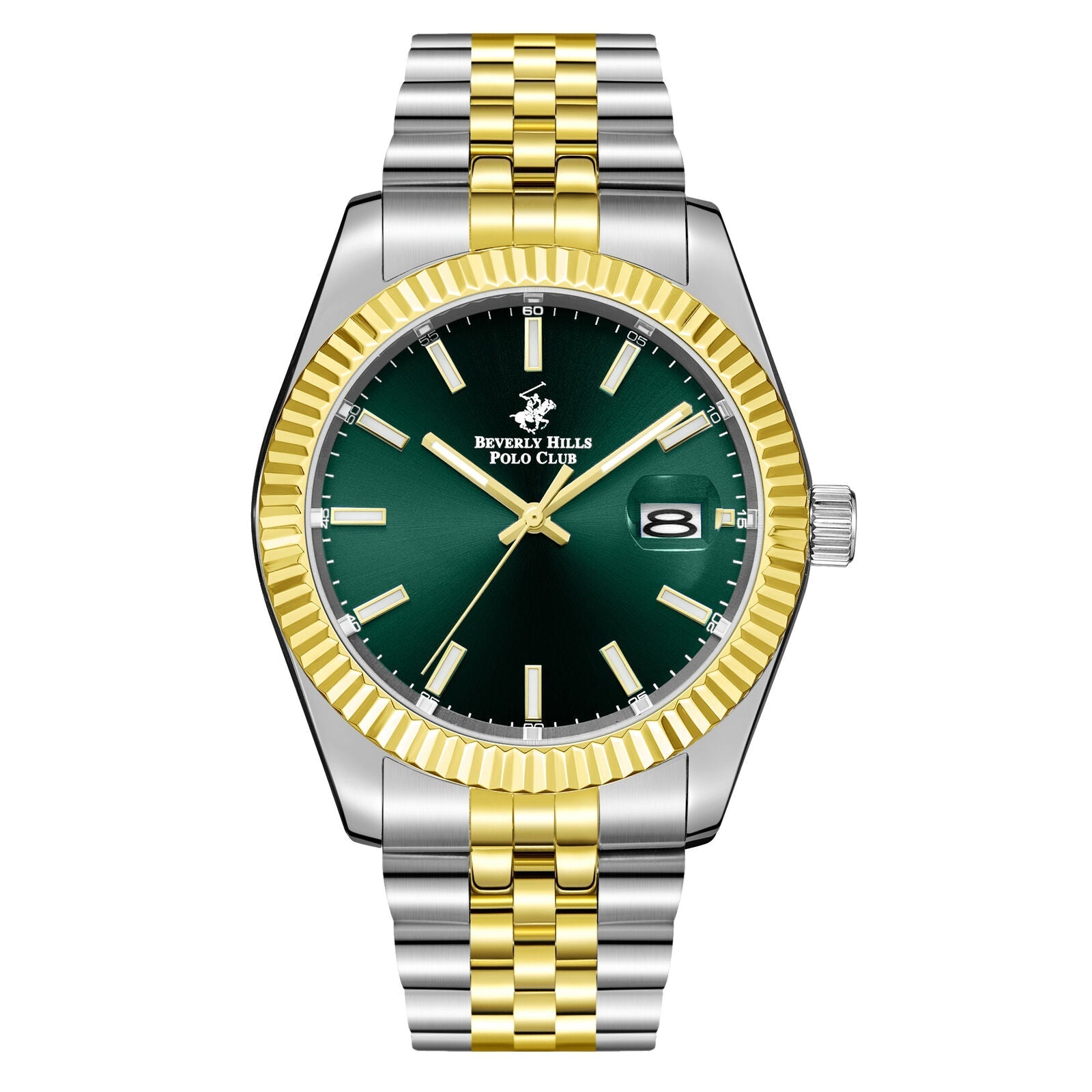 Beverly Hills Polo Club Green Dial Two-Tone Date Watch - BP3018X.271
