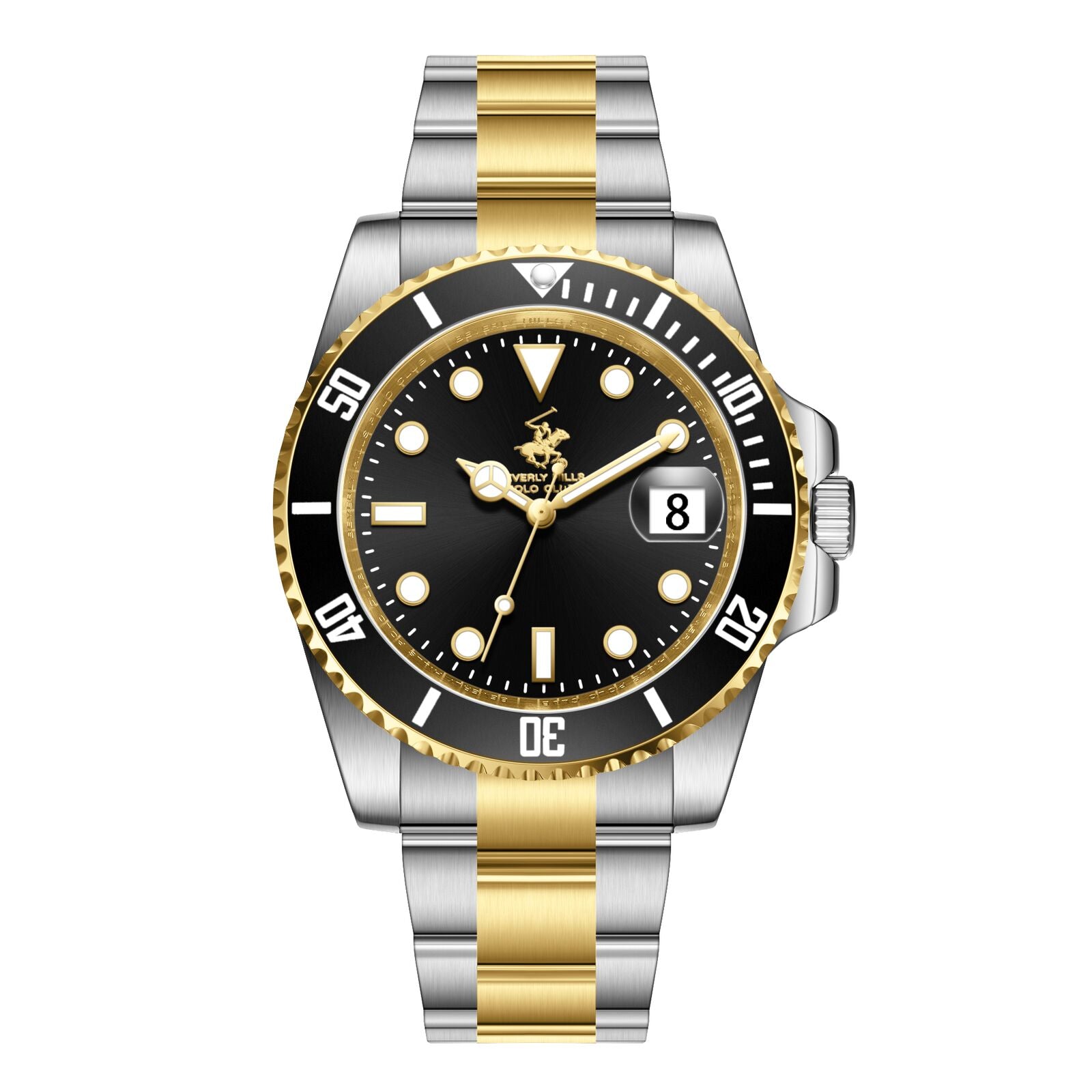 Beverly Hills Polo Club Waterproof Black Dial Two-Tone Date Watch BP3791X.250 Main image