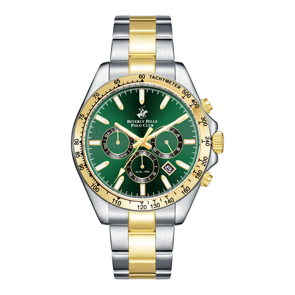 Beverly Hills Polo Club Dual Time Green Dial Two-Tone Watch - BP3127X.271
