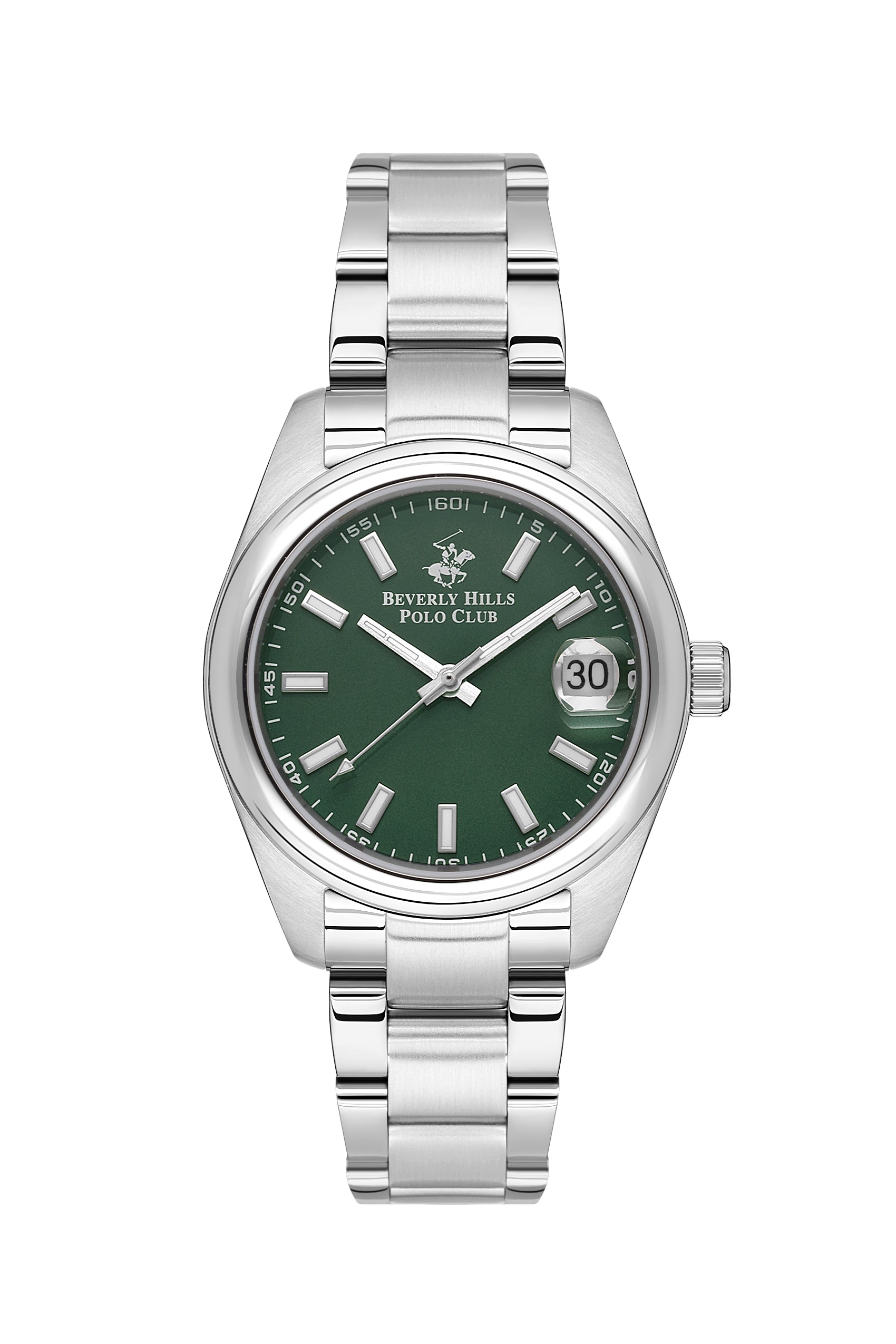 Beverly Hills Polo Club Green Dial Silver 32mm Date Watch – BP3597X.370 Main image