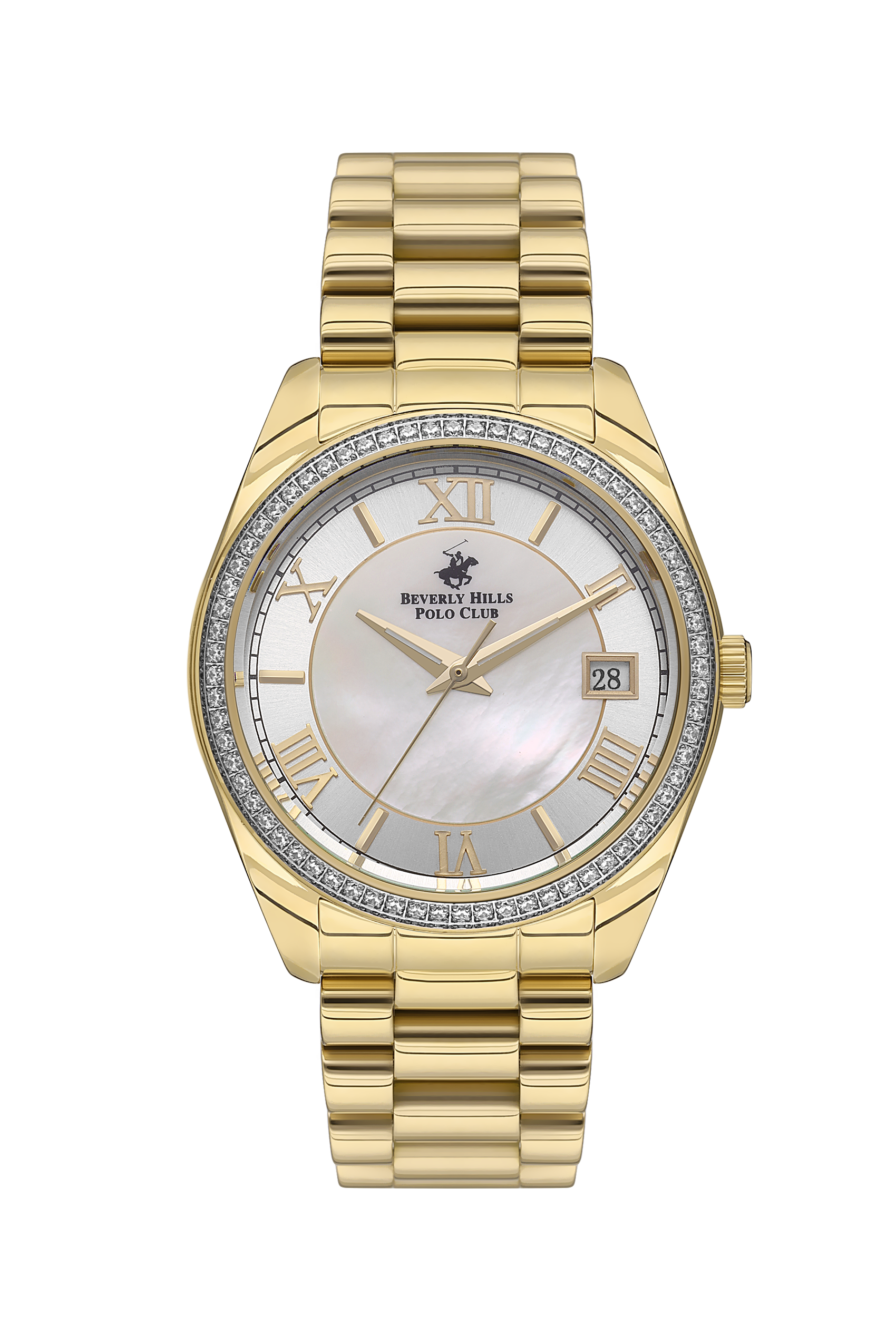Beverly Hills Polo Club Mother Pearl Gold Date Watch – BP3592C.120