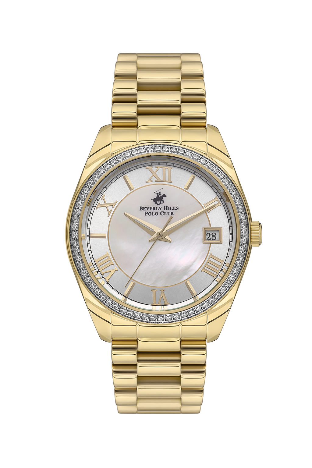 Beverly Hills Polo Club Mother Pearl Gold Date Watch – BP3592C.120