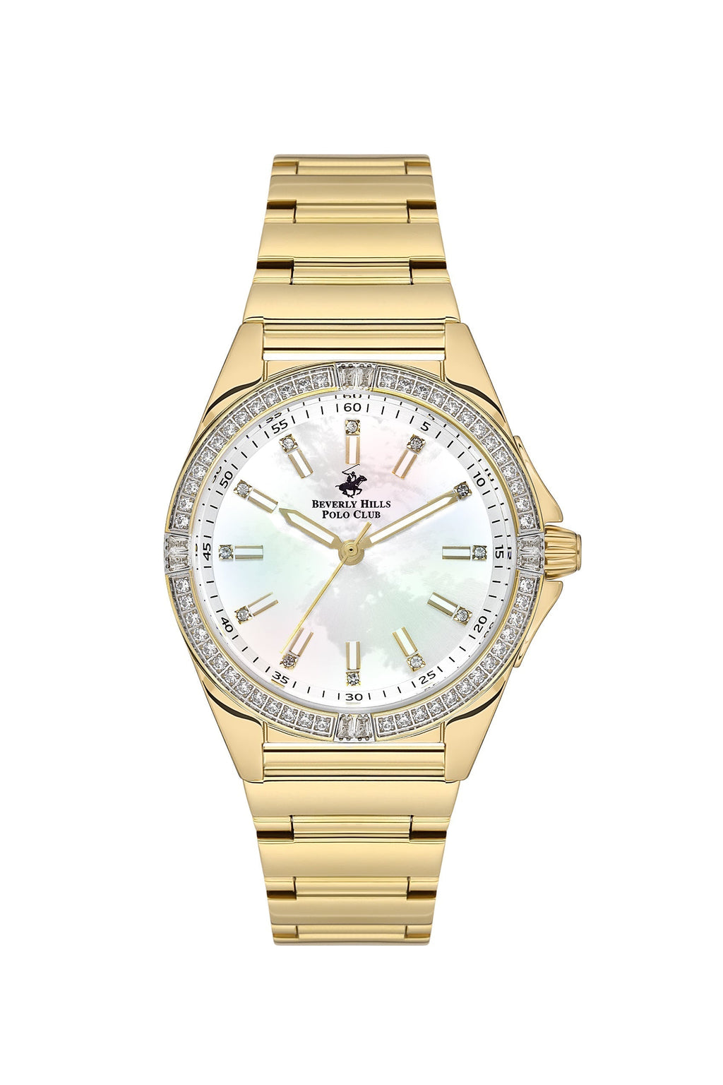 Beverly Hills Polo Club Mother Pearl Gold Diamond Watch – BP3587C.120