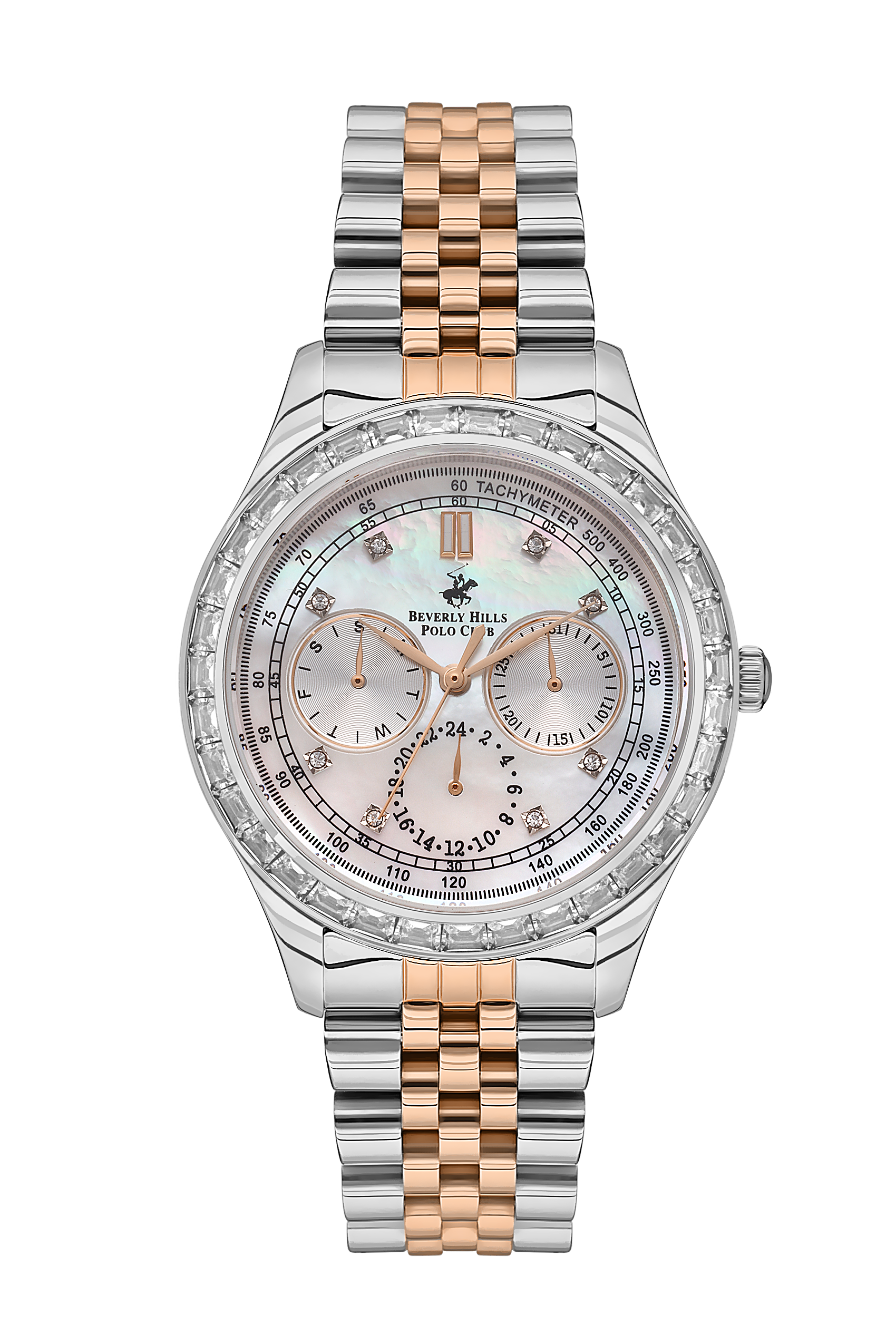 Beverly Hills Polo Club Multifunction Mother Pearl Two-Tone Watch BP3563X.520