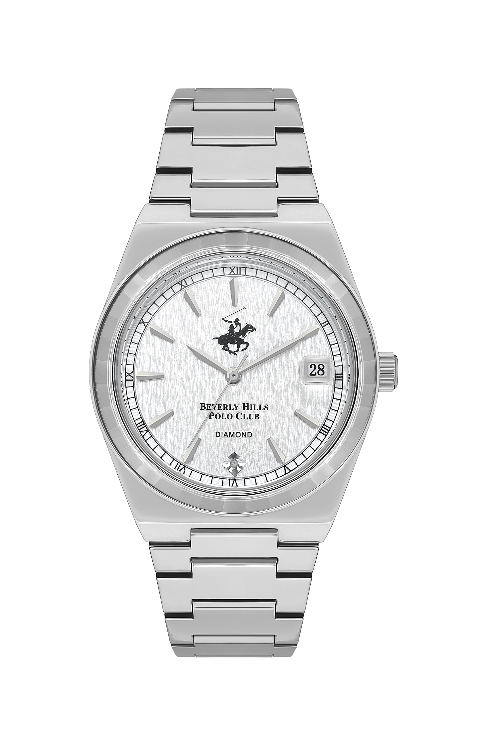 Beverly Hills Polo Club White Dial Diamond Silver Date Watch – BP3562C.330 Main image
