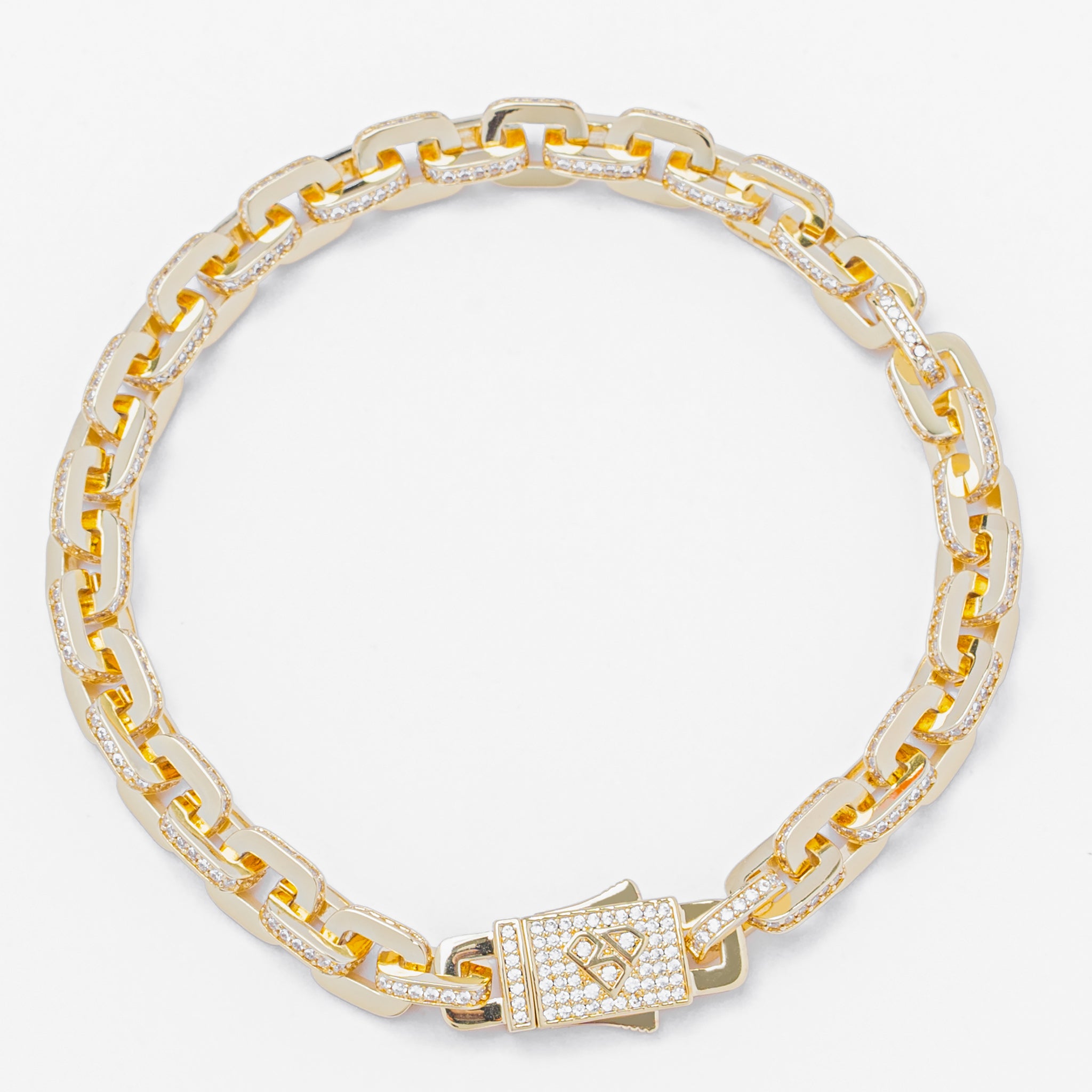 Big Daddy 10MM Anchor Mariner Bullet Diamond & Gold Link Iced Out Bracelet Main image