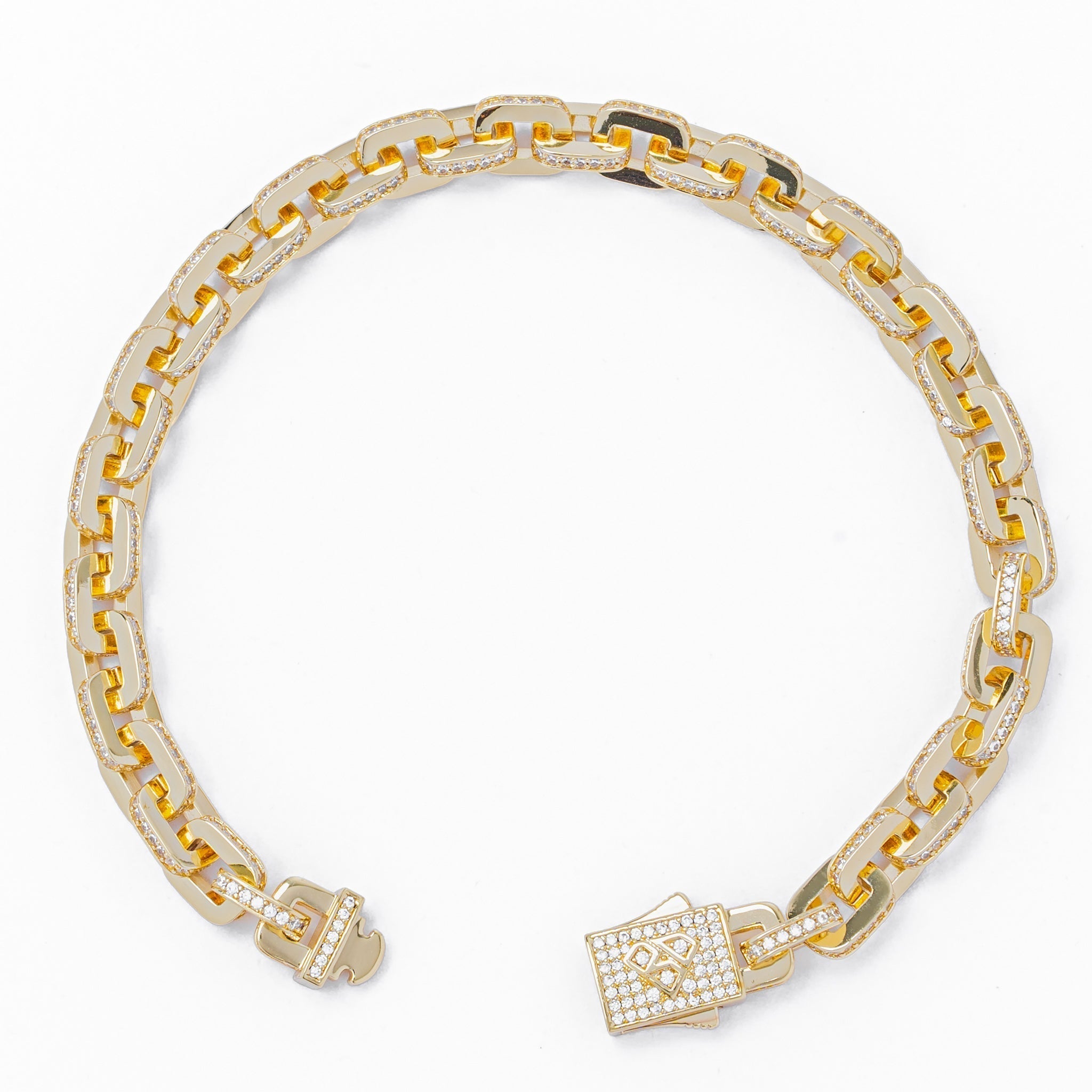 Big Daddy 10MM Anchor Mariner Bullet Diamond & Gold Link Iced Out Bracelet Secondary image