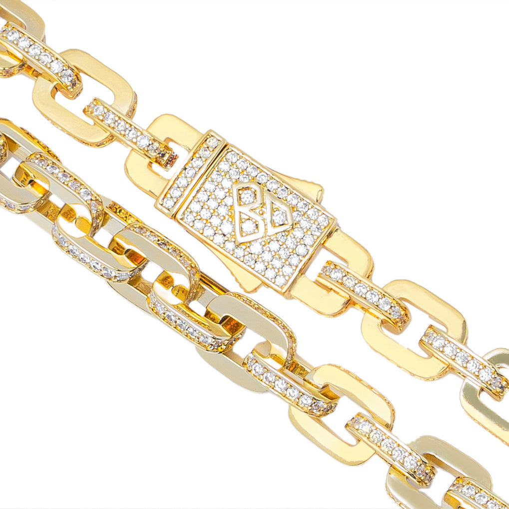 Big Daddy 10MM Anchor Mariner Bullet Diamond & Gold Link Iced Out Chain Secundaire afbeelding