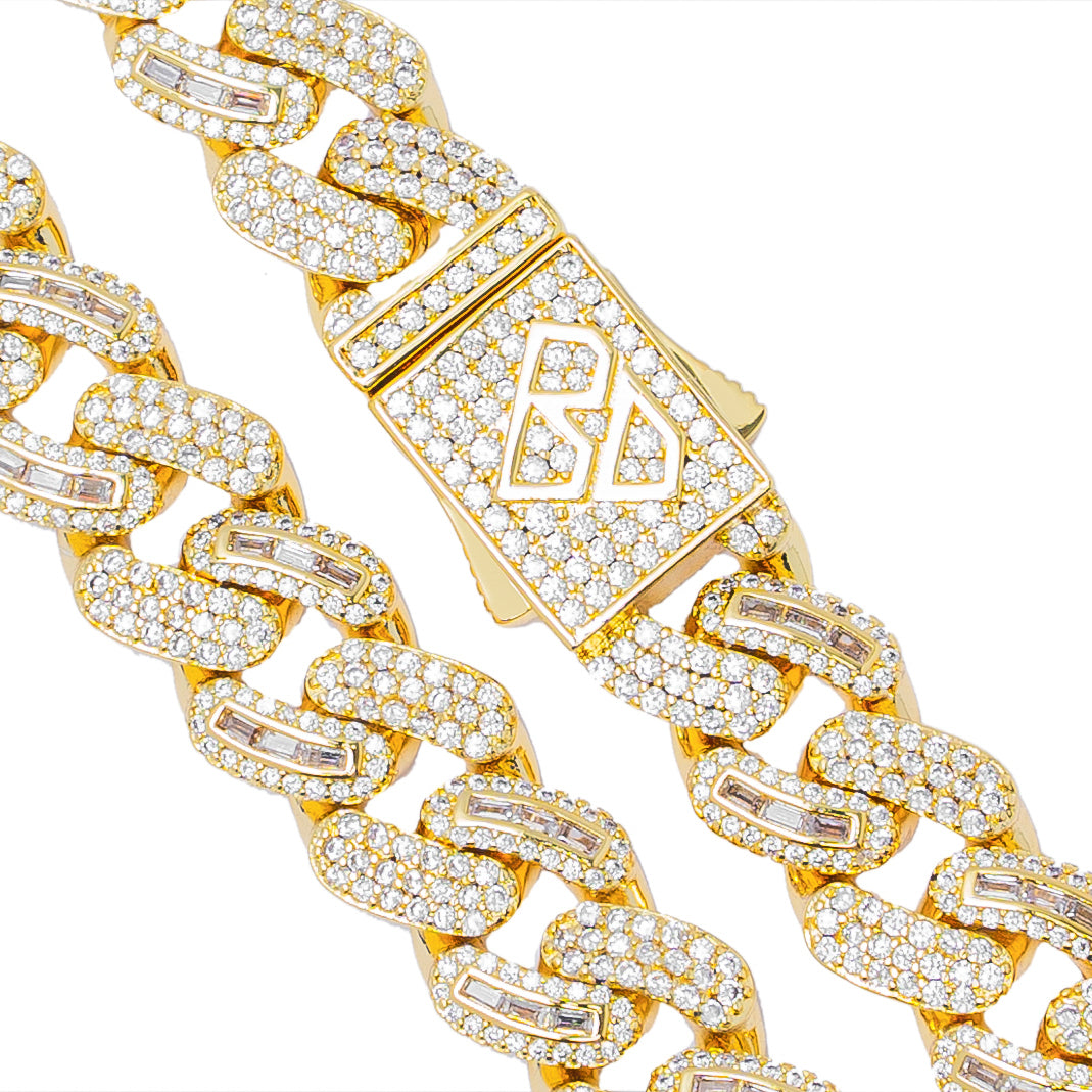 Big Daddy 10MM Baguette Iced Out Gold Cuban Chain Secundaire afbeelding