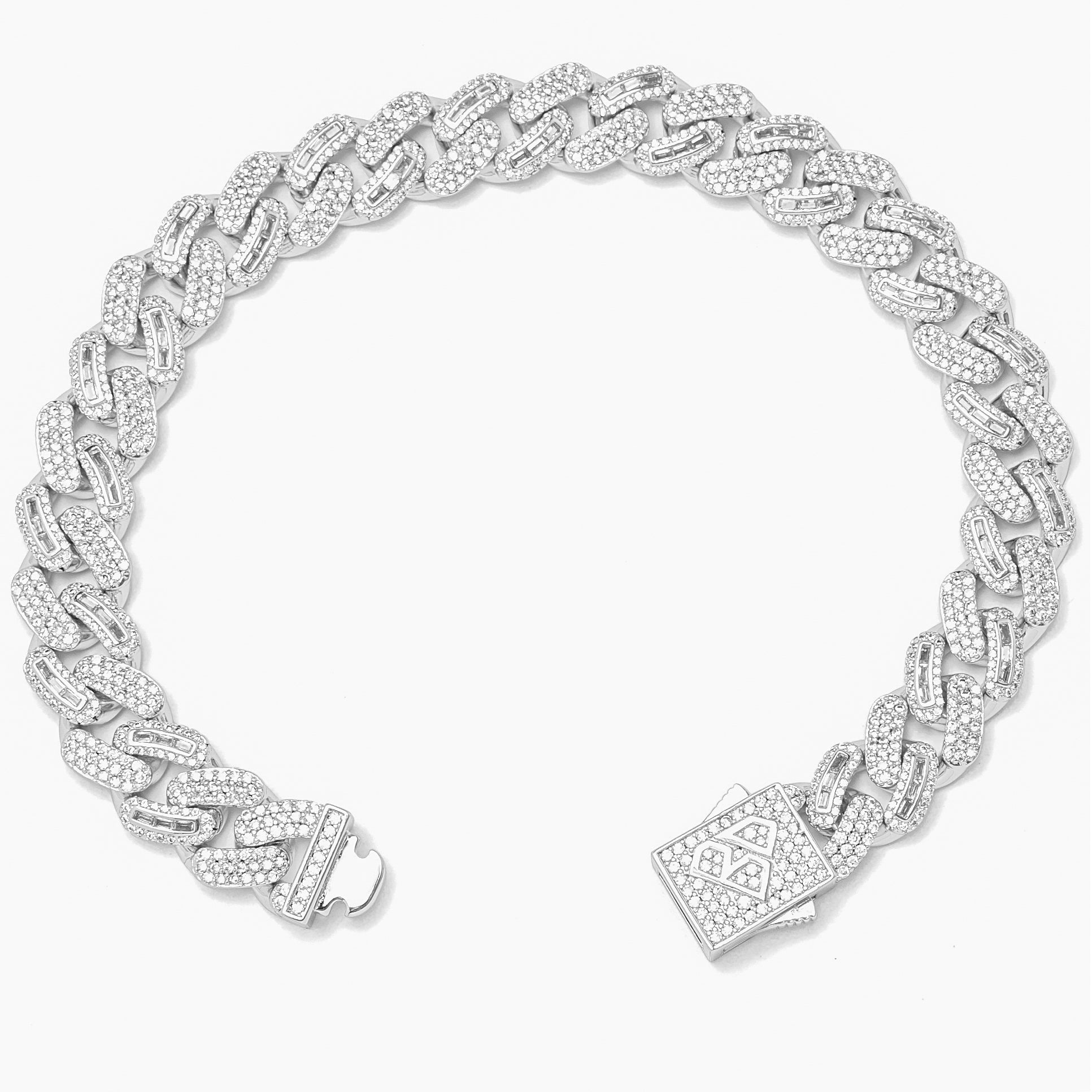 Big Daddy 10MM Baguette Iced Out Silver Bracelet Secundaire afbeelding