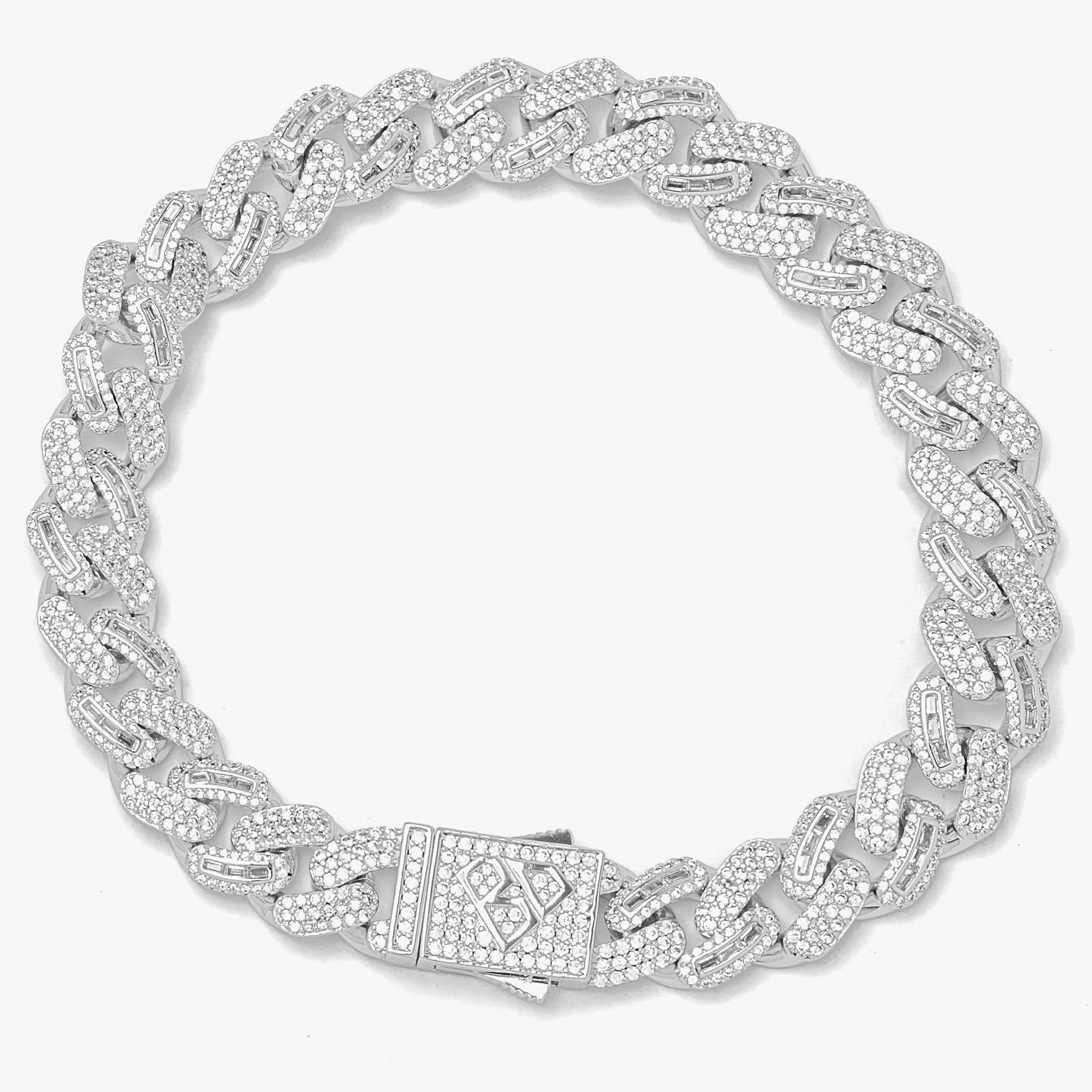 Big Daddy 10MM Baguette Iced Out Silver Bracelet Hoofdafbeelding