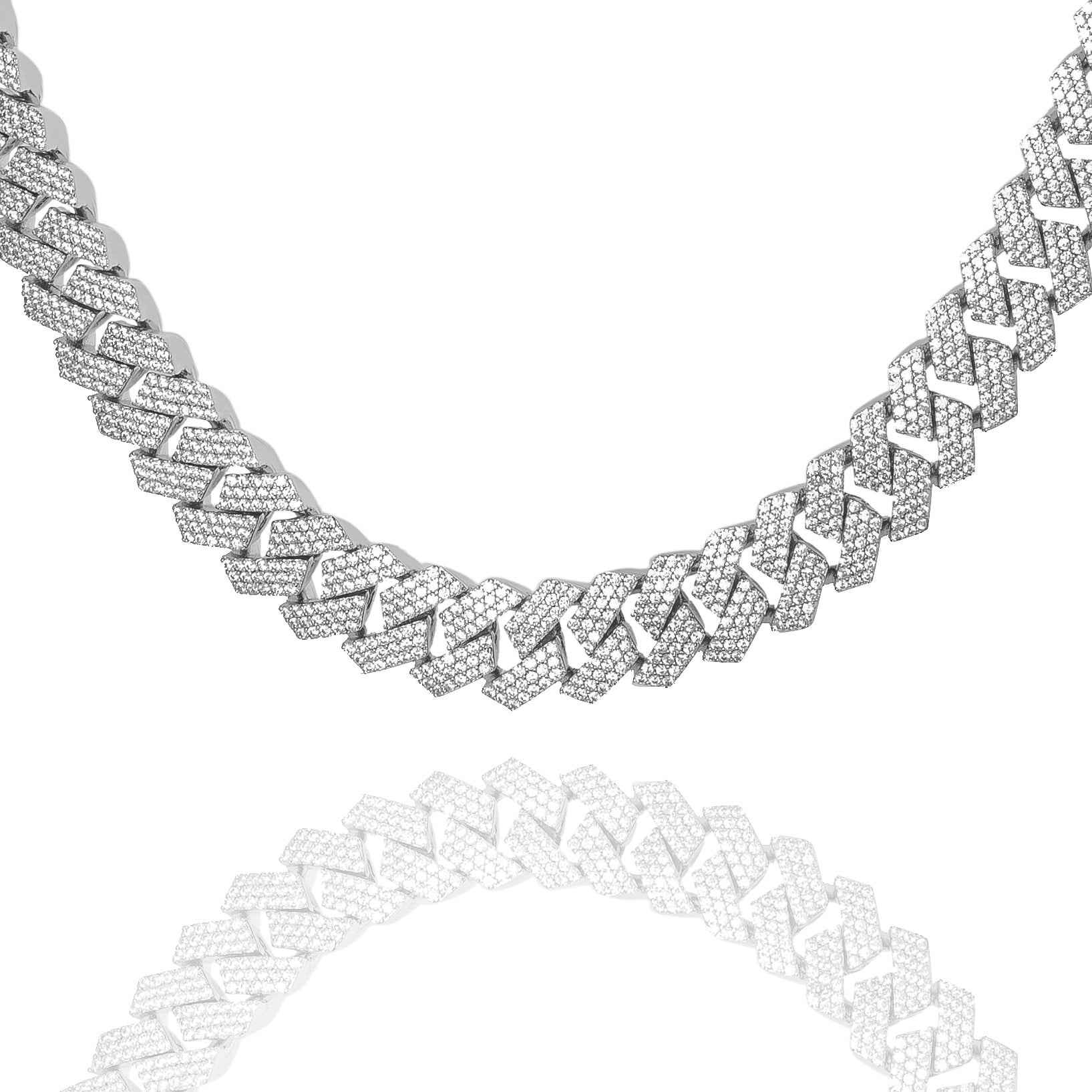 Big Daddy 10MM Cuban Diamond Prong Silver Iced Out Chain Main image