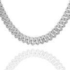 Big Daddy 10MM Cuban Diamond Prong Silver Iced Out Chain