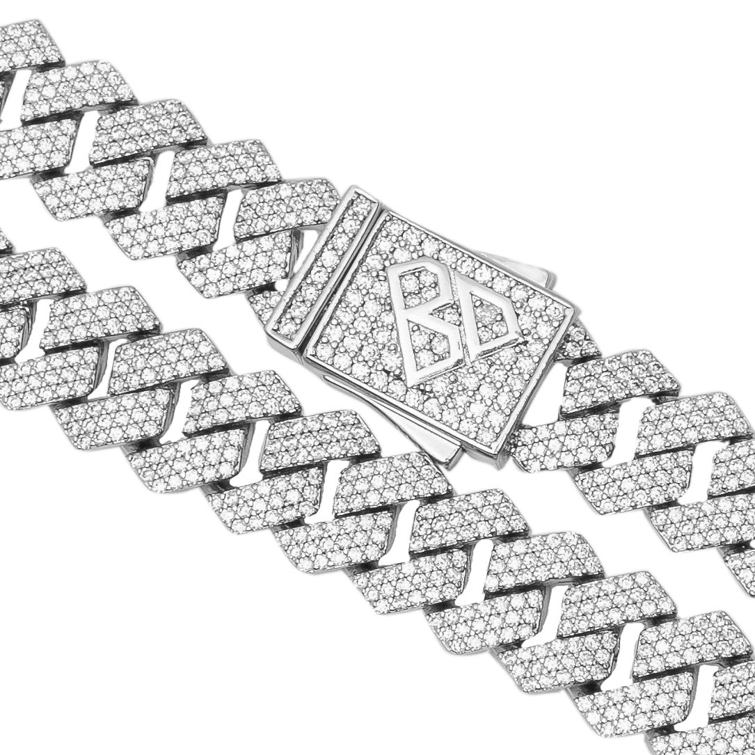 Big Daddy 10MM Cuban Diamond Prong Silver Iced Out Chain Secondary image