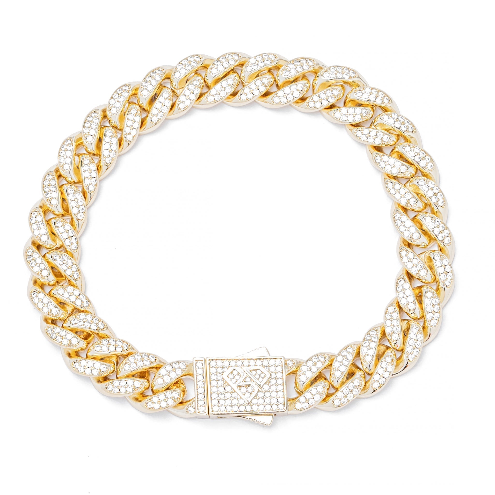 Big Daddy 10MM Iced Out Miami Cuban Link Gold Bracelet Hoofdafbeelding