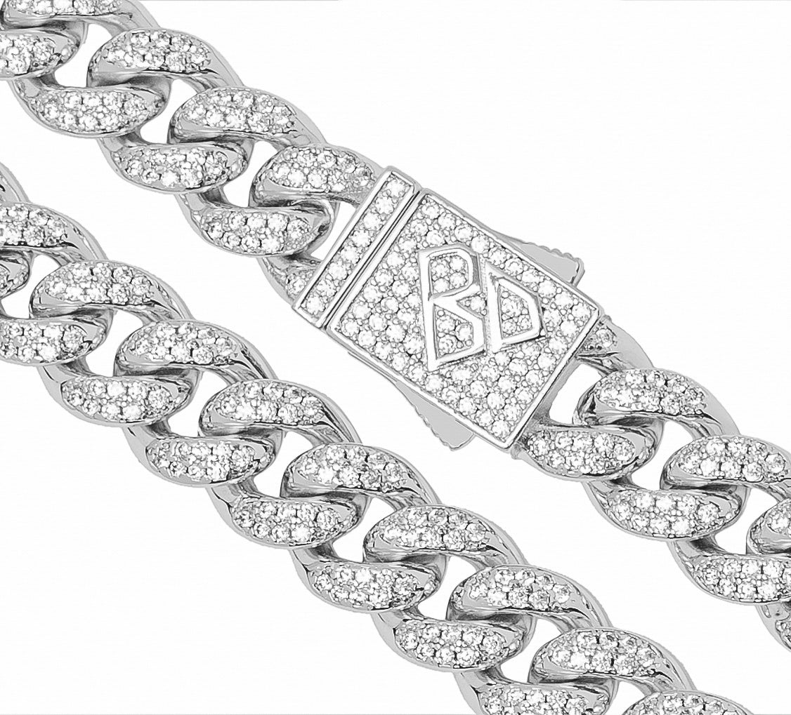 Big Daddy 10MM Iced Out Miami Cuban Link Zilveren Ketting Secundaire afbeelding