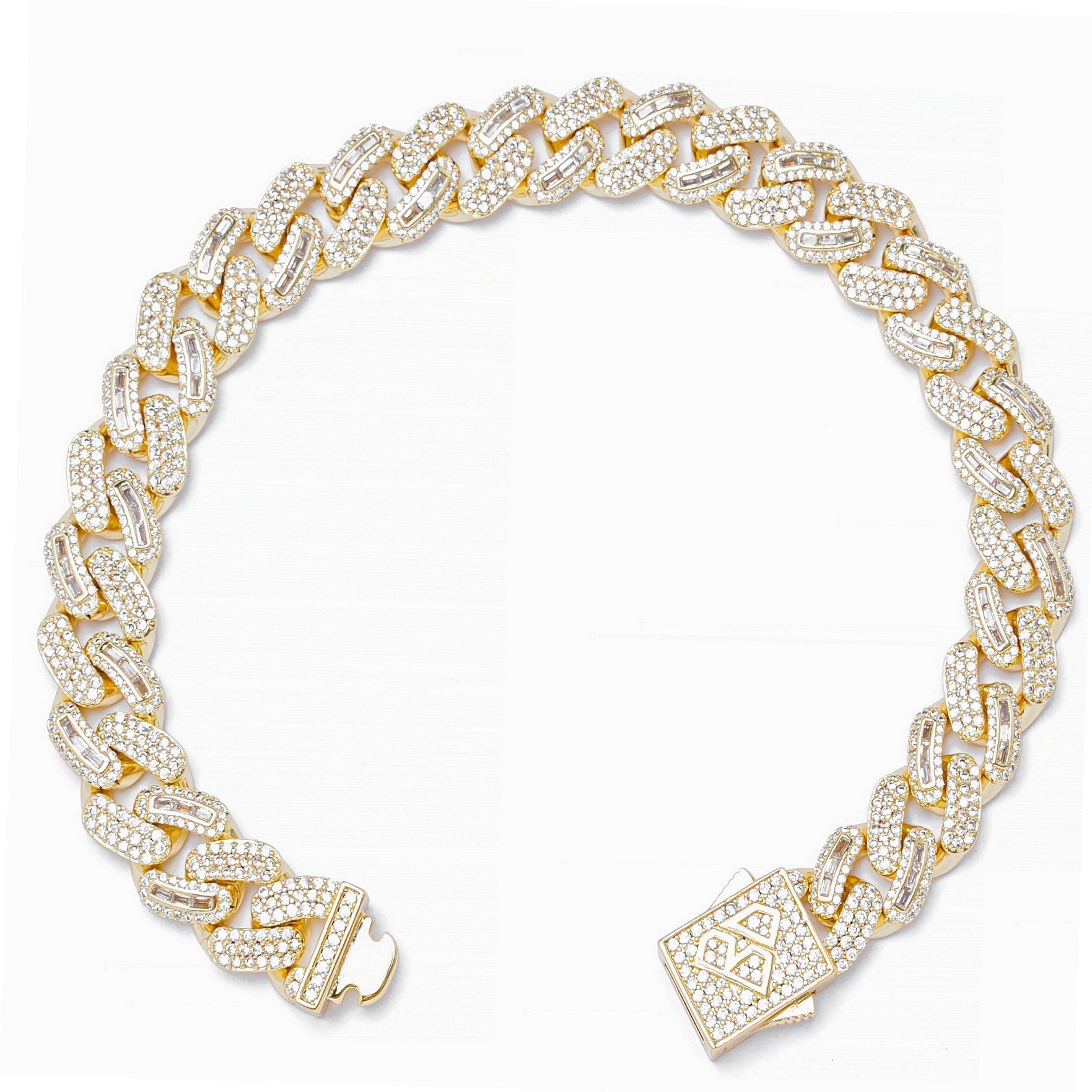 Big Daddy 10MM Mix Baguette & Diamond Gold Bracelet Secondary image
