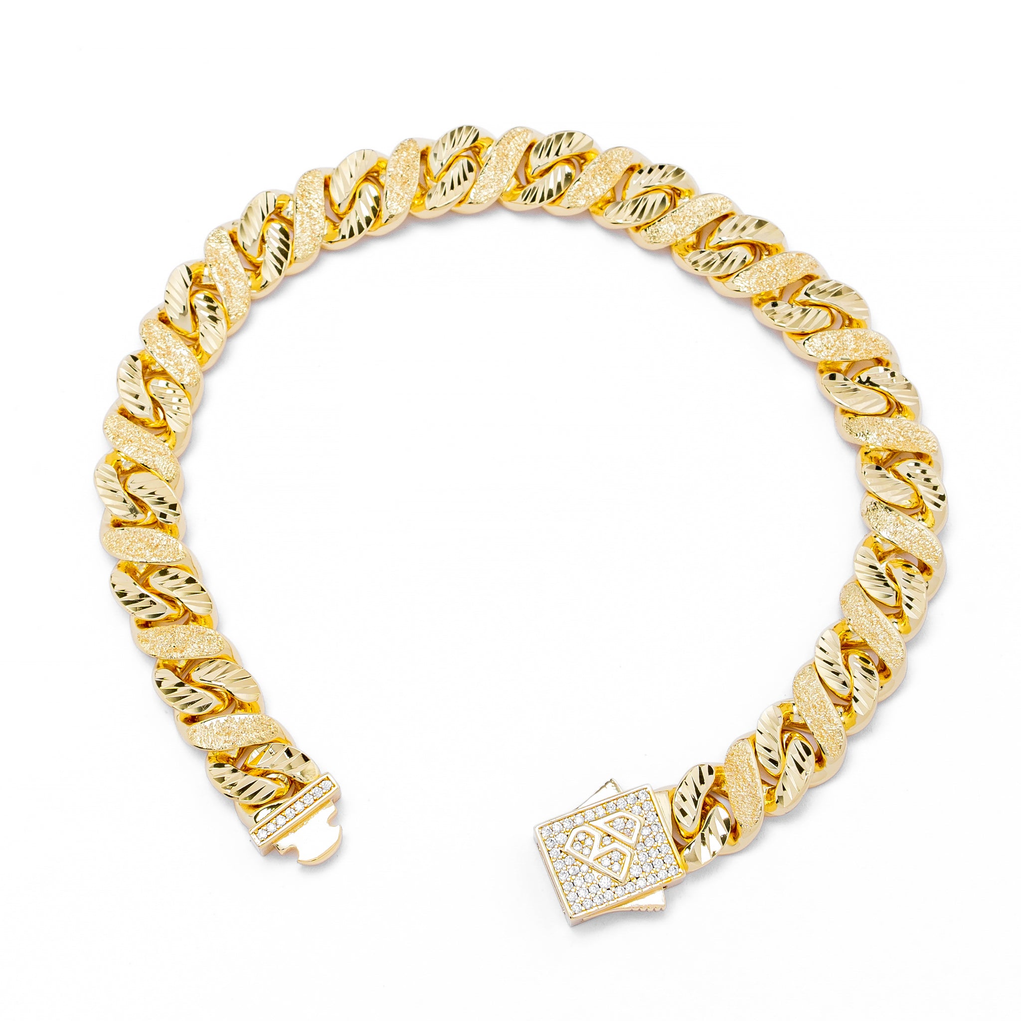 Big Daddy 10MM Sandblast Diamond & Gold Iced Out Bracelet Secundaire afbeelding