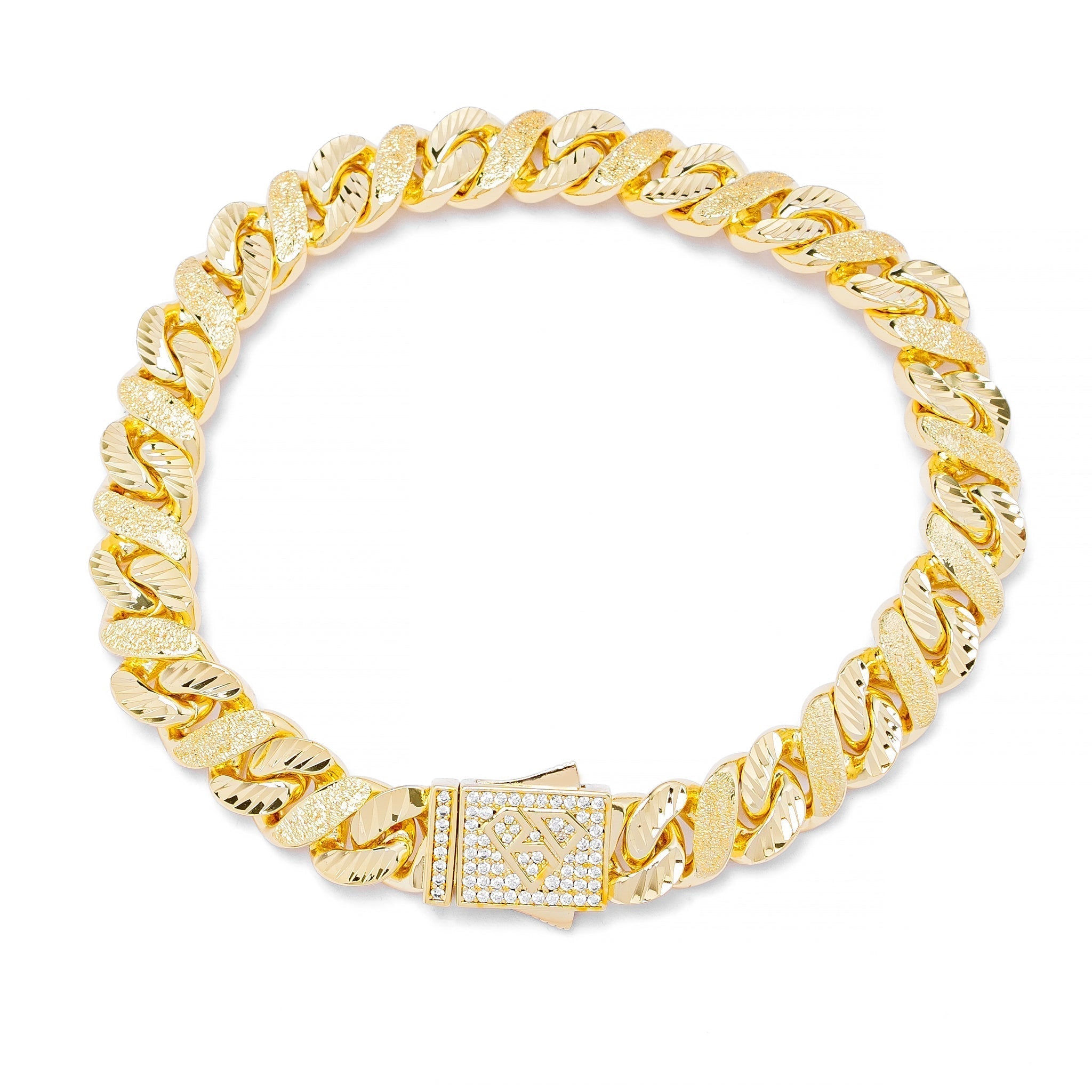 Big Daddy 10MM Sandblast Diamond & Gold Iced Out Bracelet Hoofdafbeelding