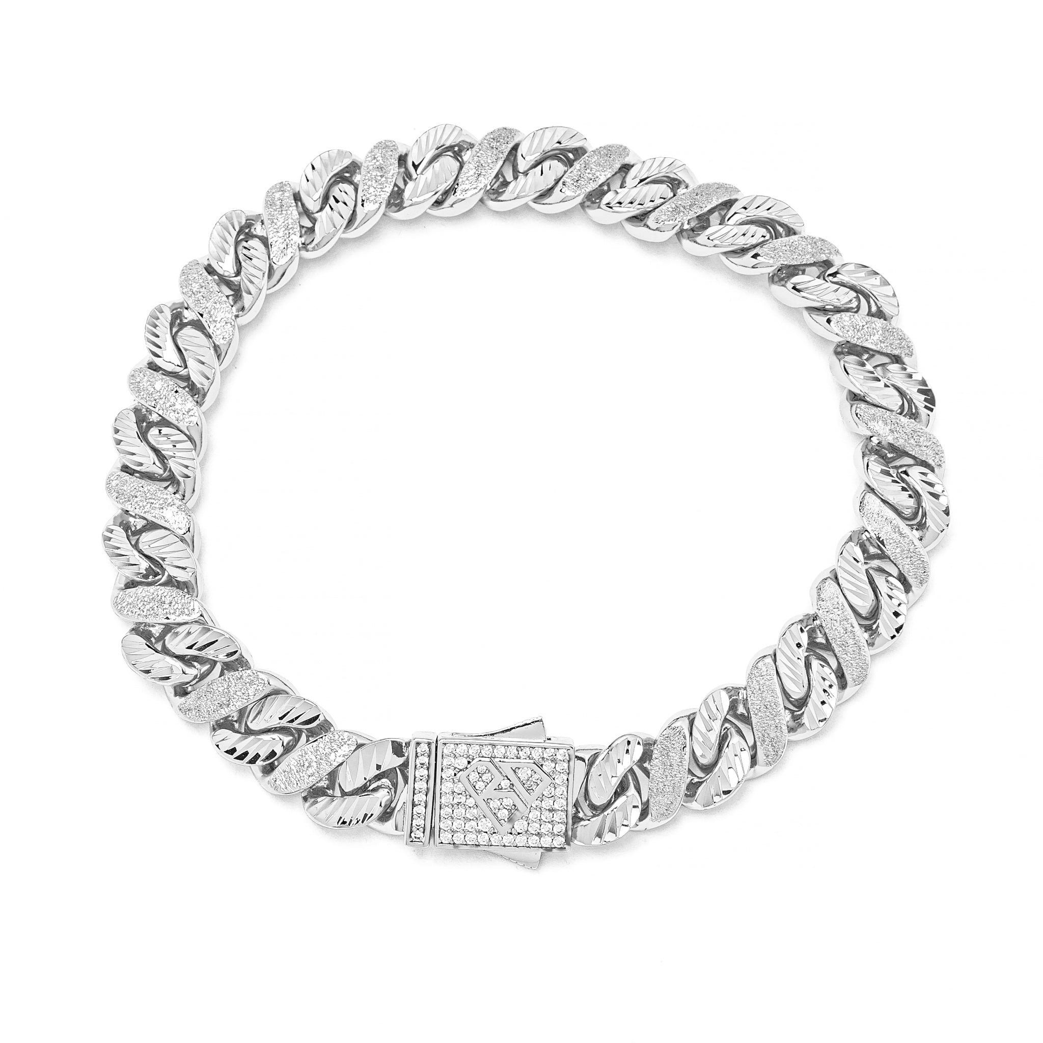 Big Daddy 10 mm armband met gezandstraalde diamanten en stalen band Hoofdafbeelding