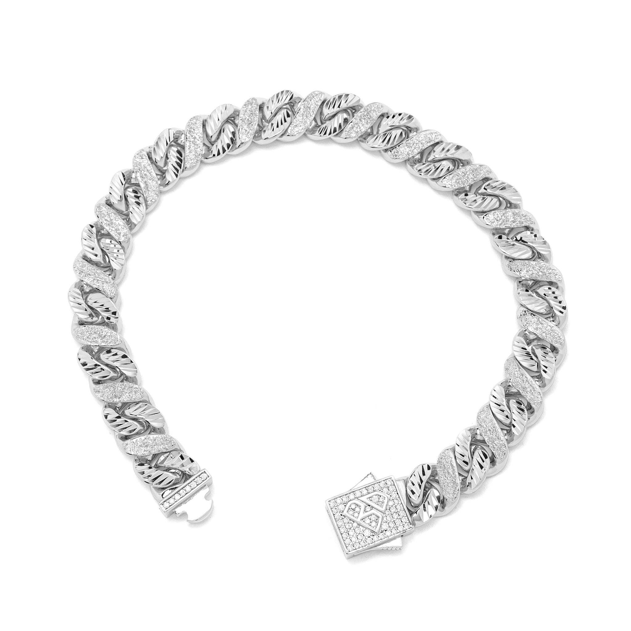 Big Daddy 10MM Sandblast Diamond & Steel Iced Out Bracelet Secundaire afbeelding