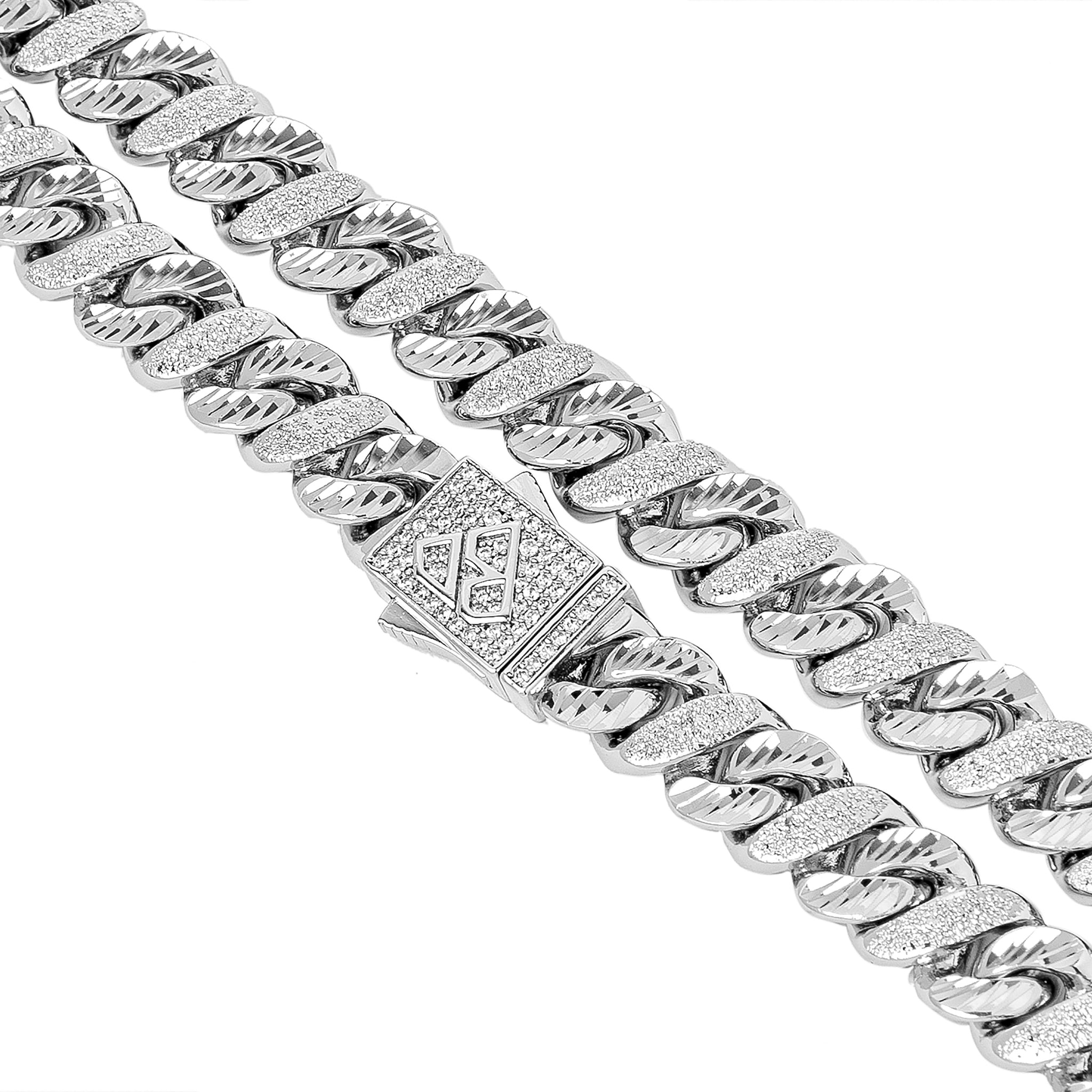 Big Daddy 10 mm zandgestraalde diamant- en stalen ketting Secundaire afbeelding