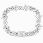 Big Daddy 10MM Spiked Horns Iced Out Silver Bracelet