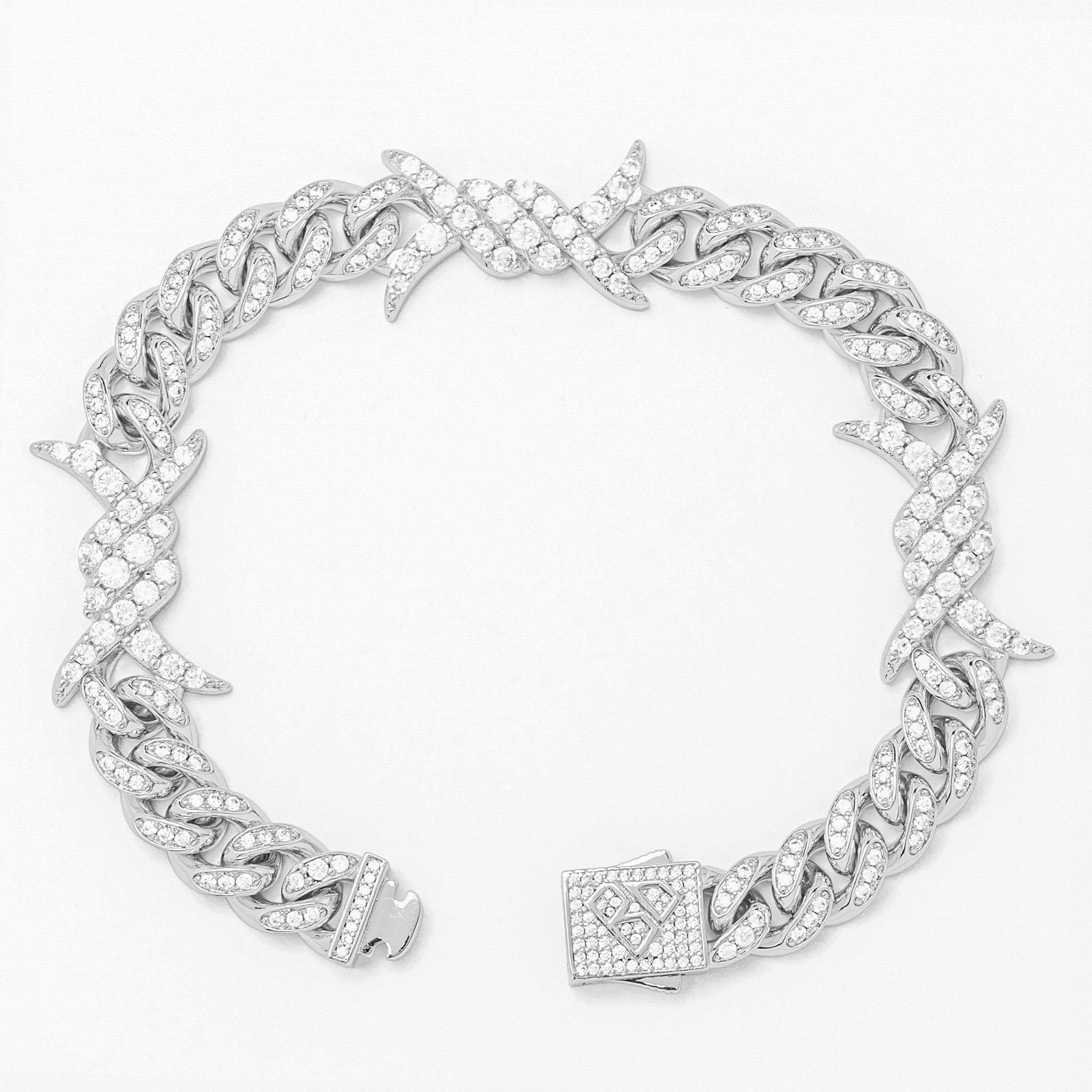 Big Daddy 10MM Spiked Horns Iced Out Silver Bracelet Secundaire afbeelding