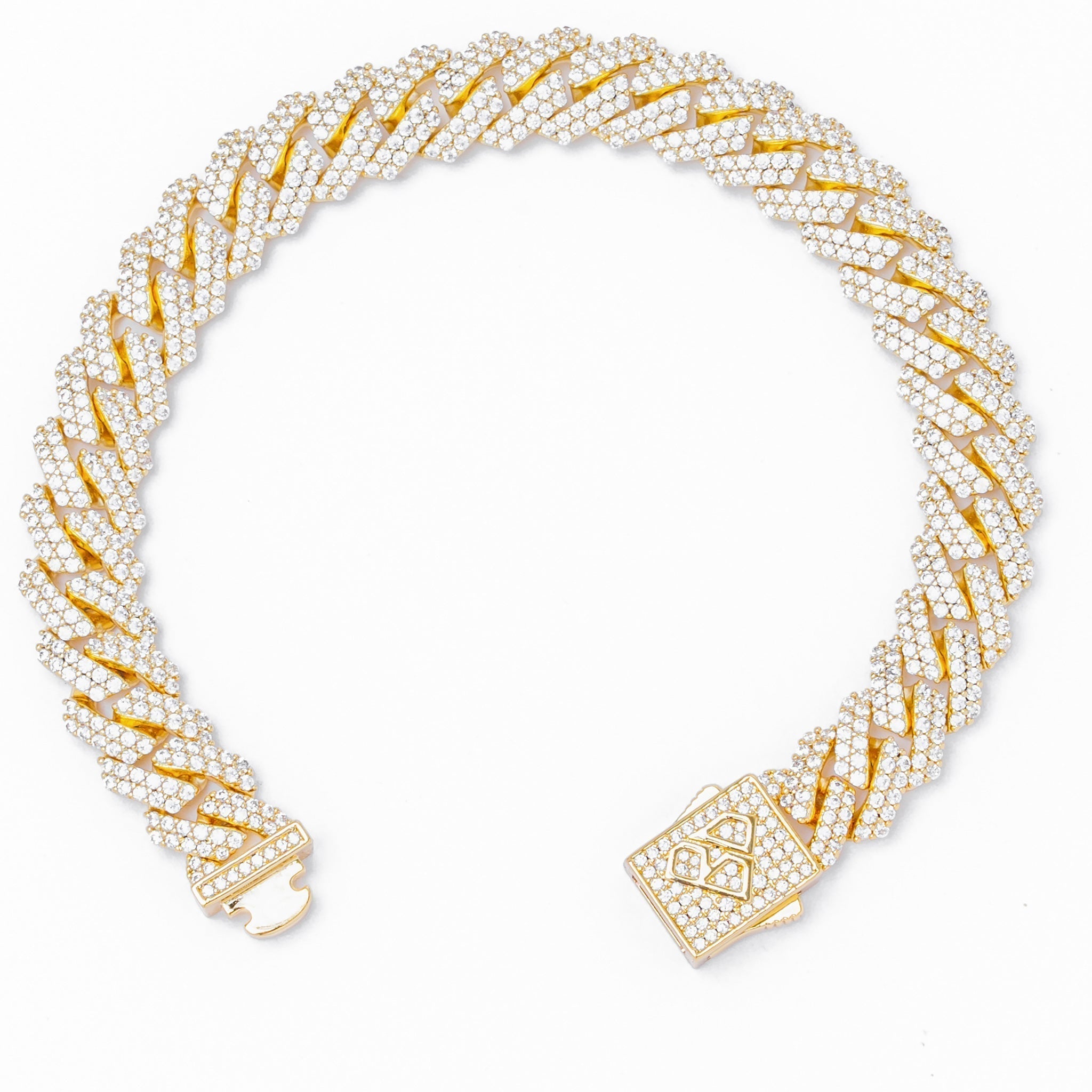 Big Daddy 10MM Straight Edge Cuban Diamond Gold Iced Out Bracelet Secundaire afbeelding