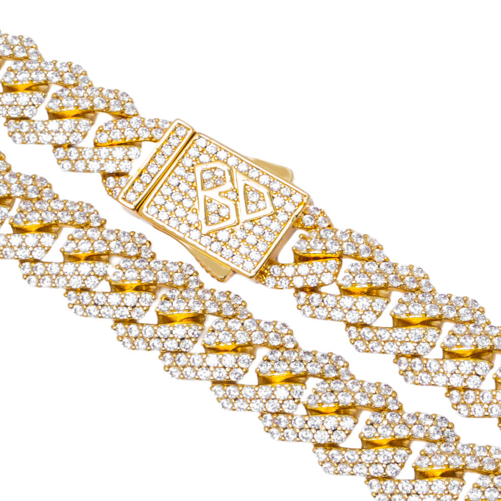 Big Daddy 10MM Straight Edge Cuban Diamond Gold Iced Out Chain Secundaire afbeelding