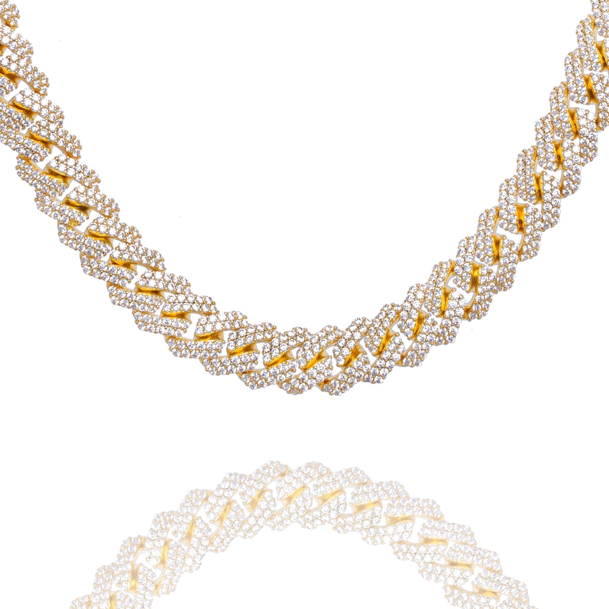 Big Daddy 10MM Straight Edge Cuban Diamond Gold Iced Out Chain Hoofdafbeelding