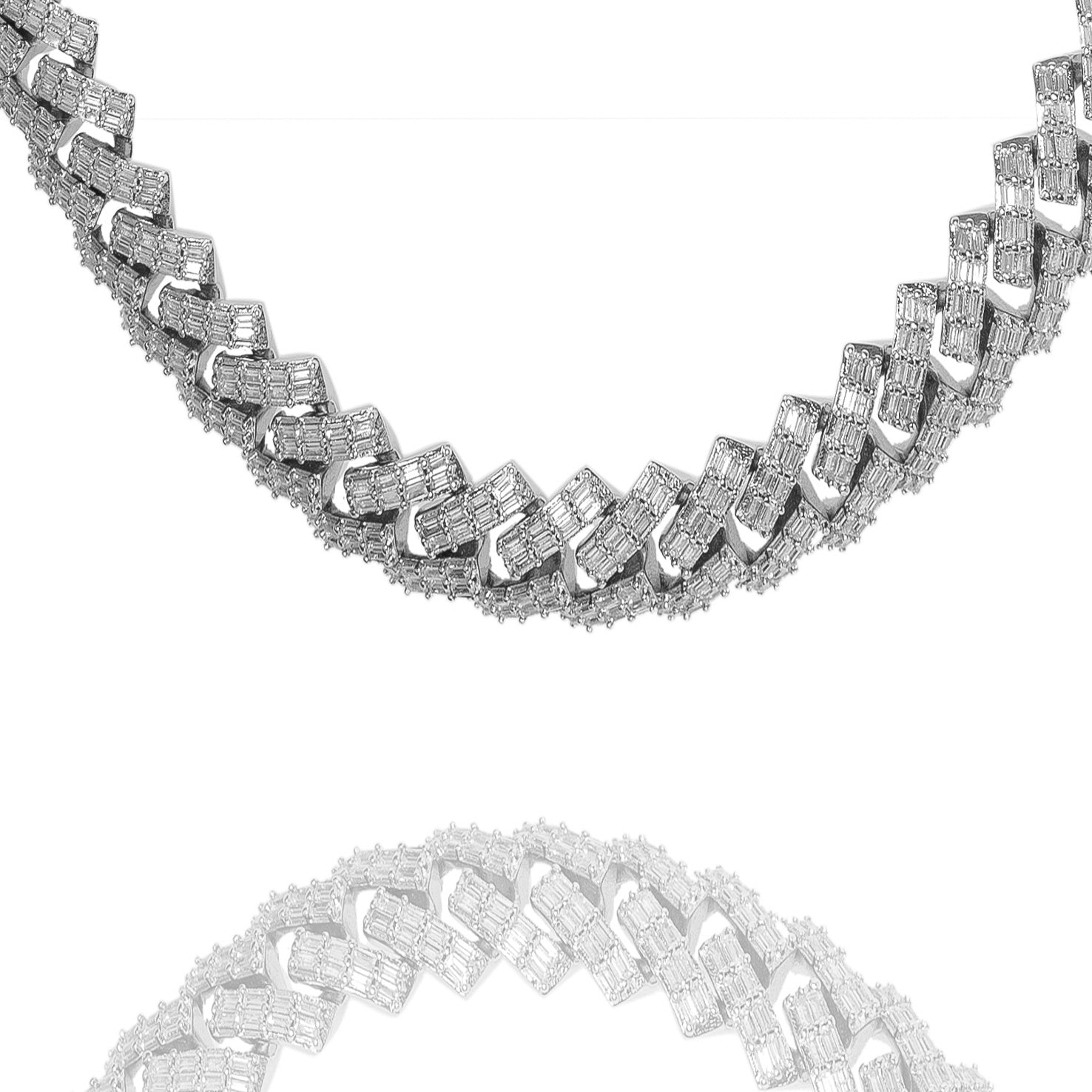 Big Daddy 12MM Baguette Cuban Diamond Silver Iced Out Chain Hoofdafbeelding